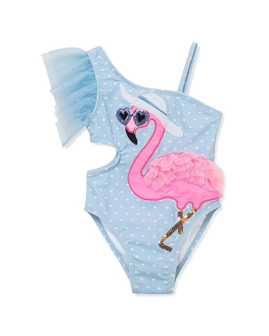 Flapdoodles girls  Flamingo Applique Swimsuit, 6X
