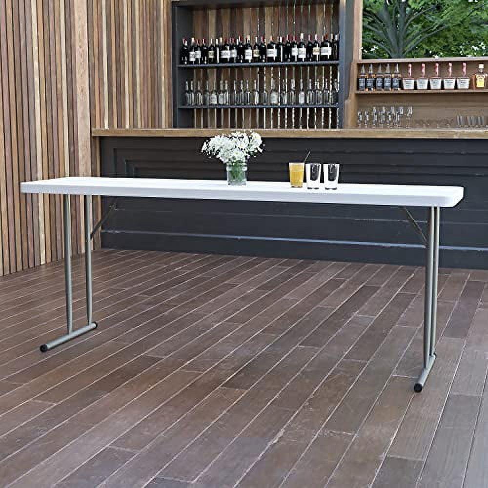 Versatile 72" Powder-Coated Gray Metal Folding Table for Indoor/Outdoor