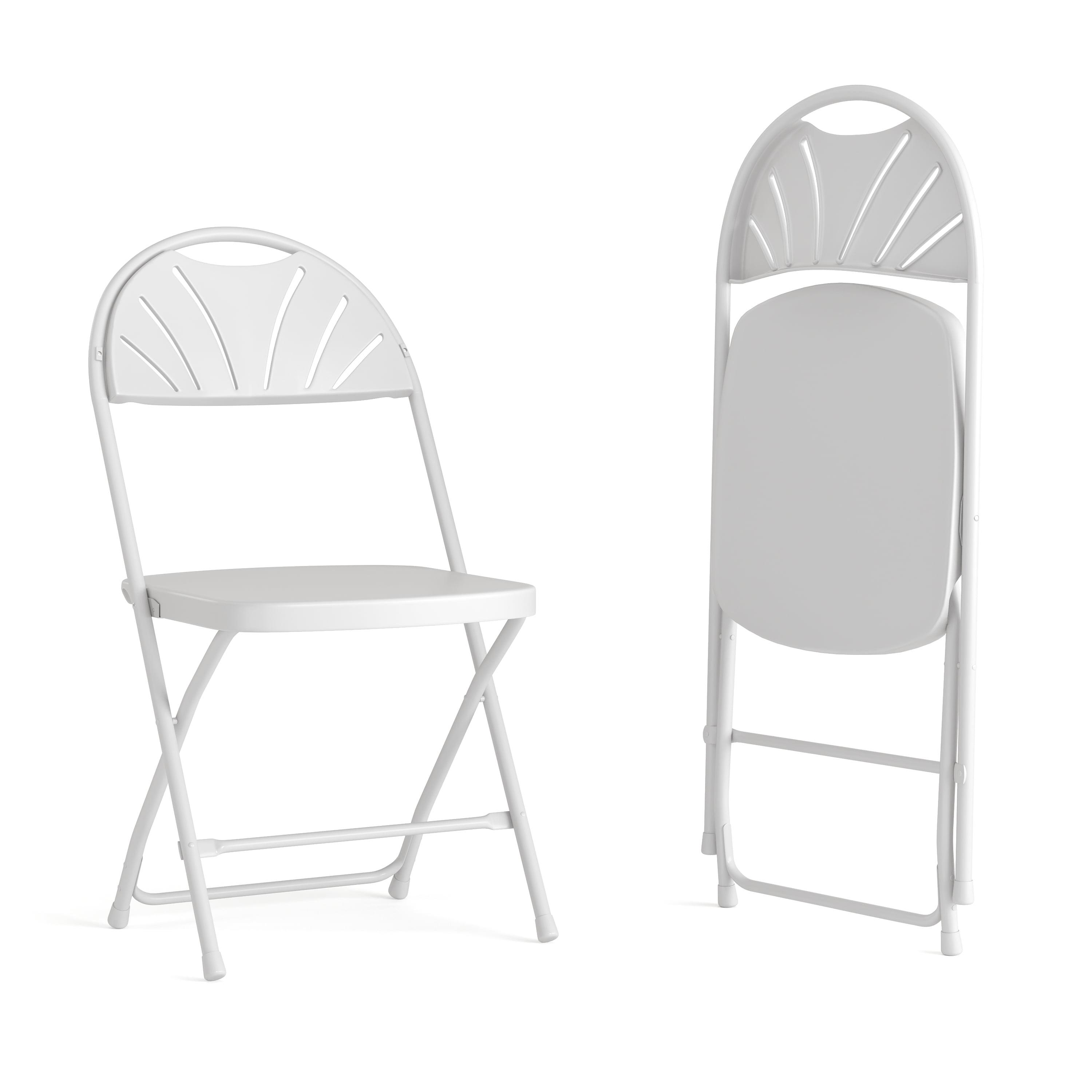Flash Furniture 2 Pack HERCULES Series 650 lb. Capacity White Plastic Fan Back Folding Chair