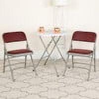 Burgundy Patterned Armless Metal Folding Chair Set