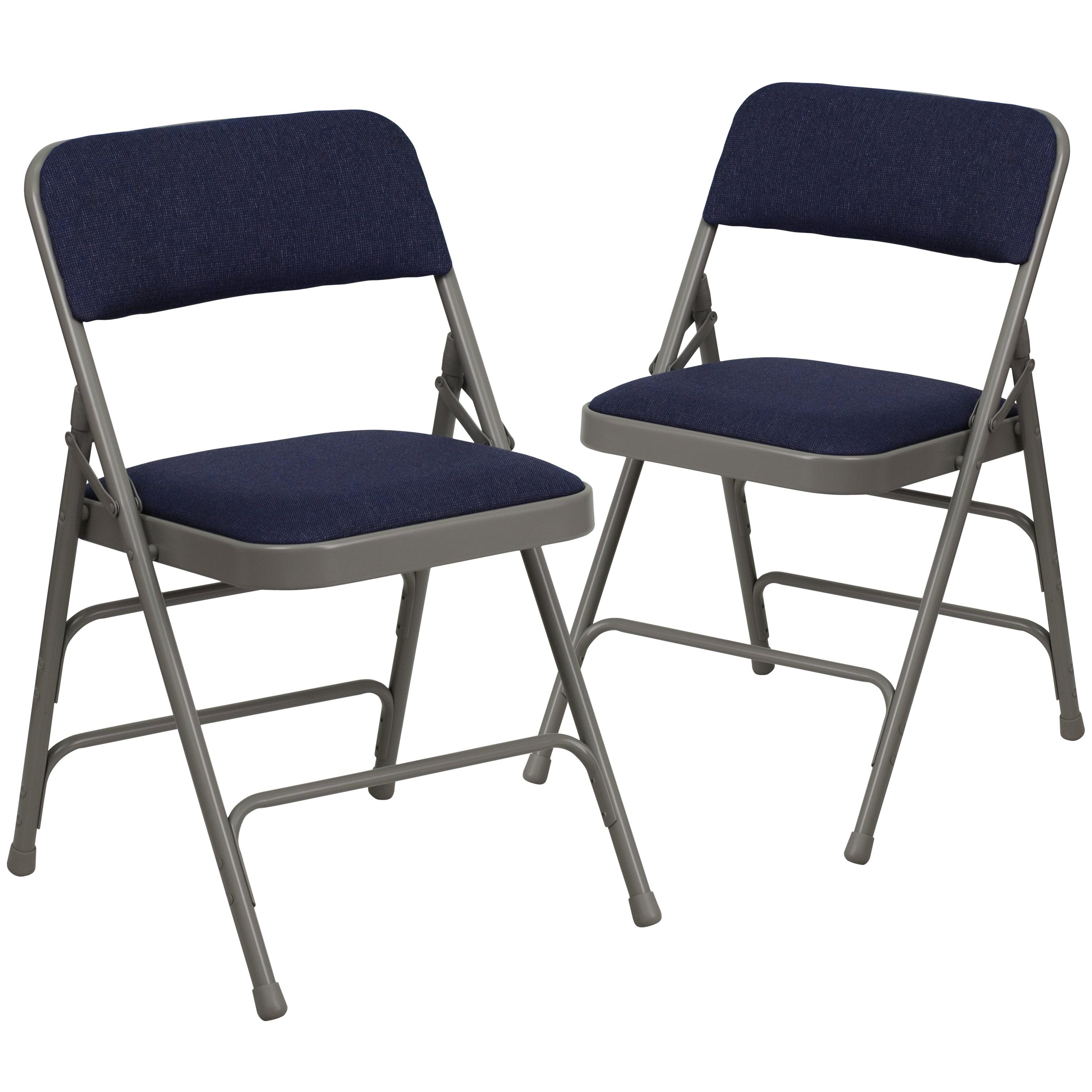 Flash Furniture HERCULES Series Metal Folding Chairs with Padded Seats | Set of 2 Black Metal Folding Chairs