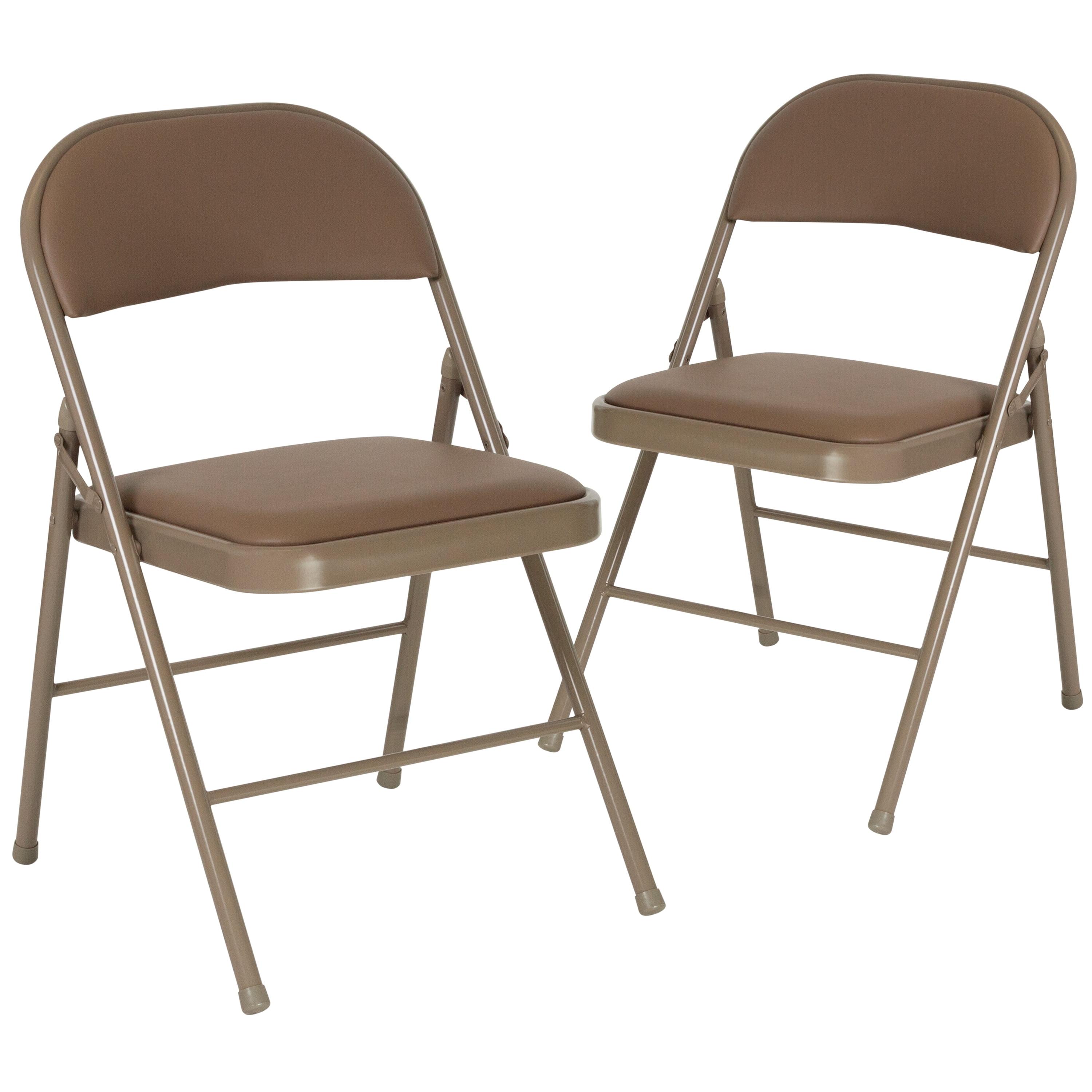 Hercules Series Beige Vinyl Metal Folding Reception Chair