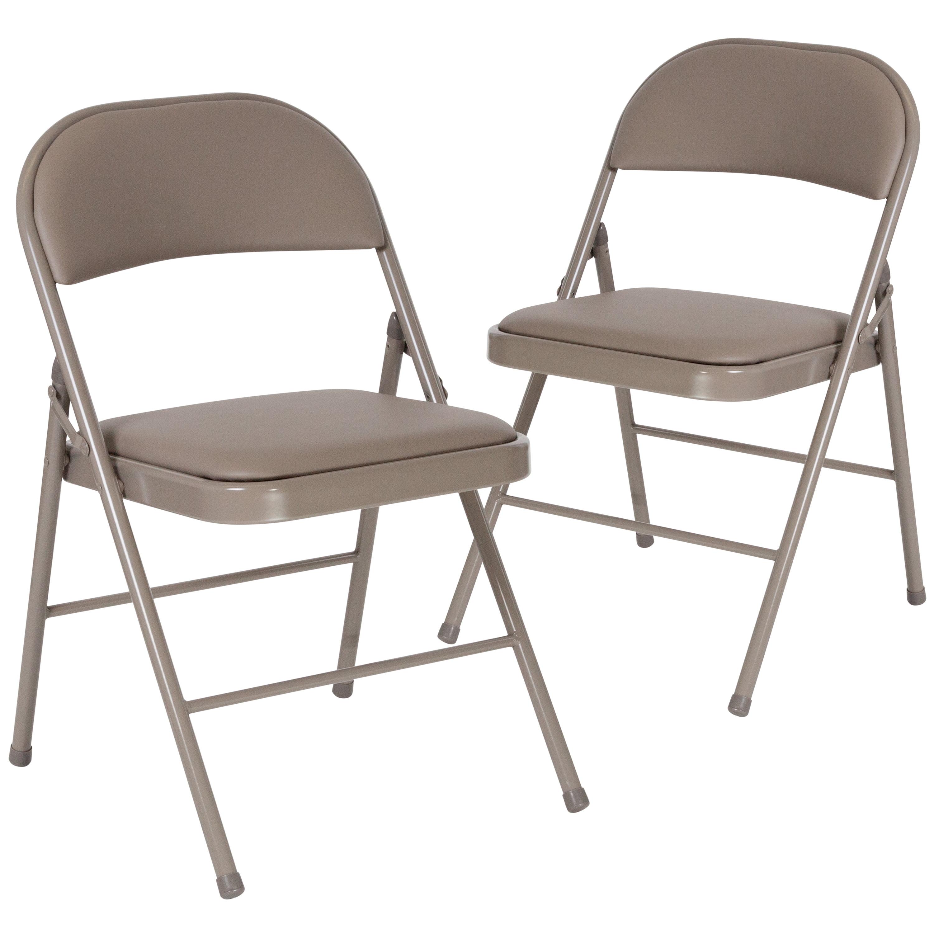 Hercules Double Braced Gray Vinyl Metal Folding Chair Set