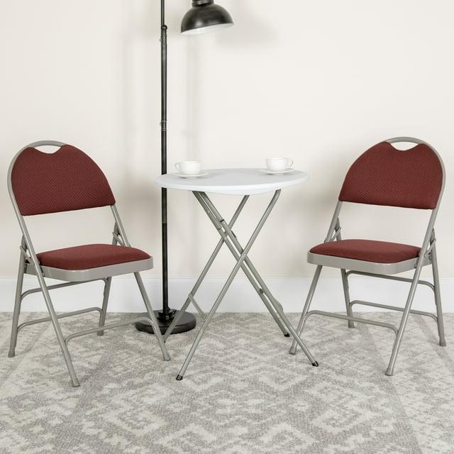 Flash Furniture 2 Pack HERCULES Series Ultra-Premium Triple Braced Burgundy Fabric Metal Folding Chair with Easy-Carry Handle