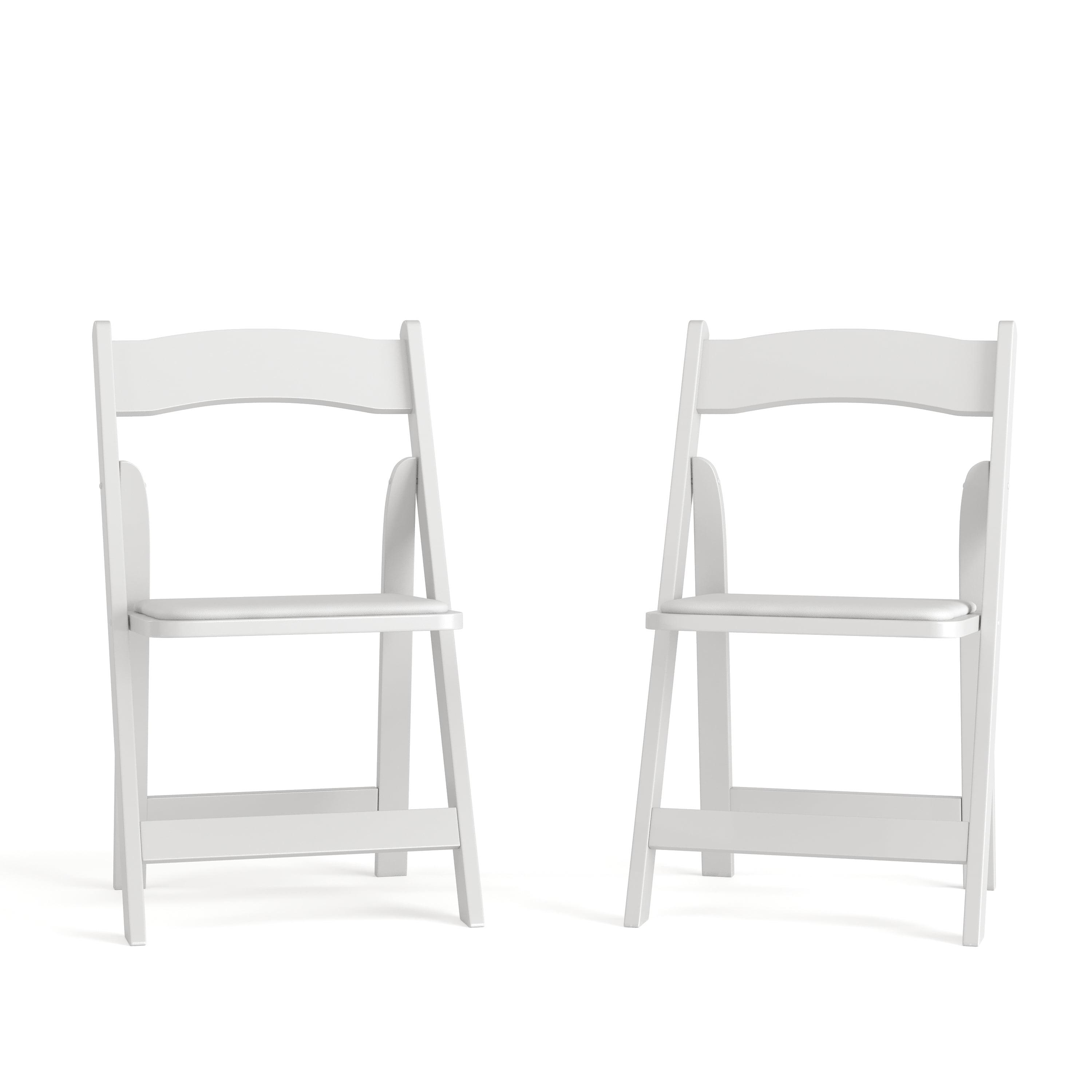 Elegant White Beechwood Folding Chair with Detachable Cushion