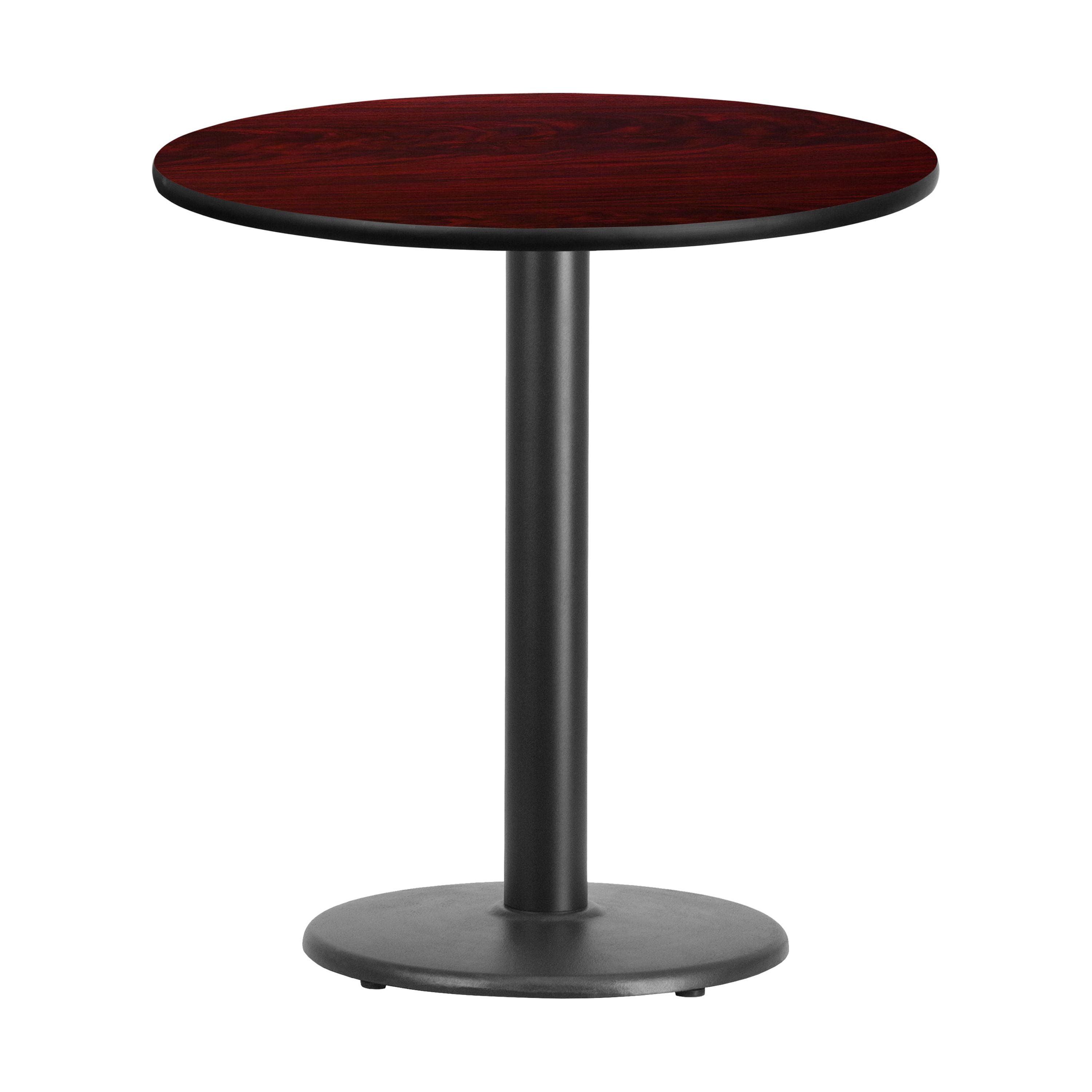 24'' Round Red Laminate Dining Table with Black Base