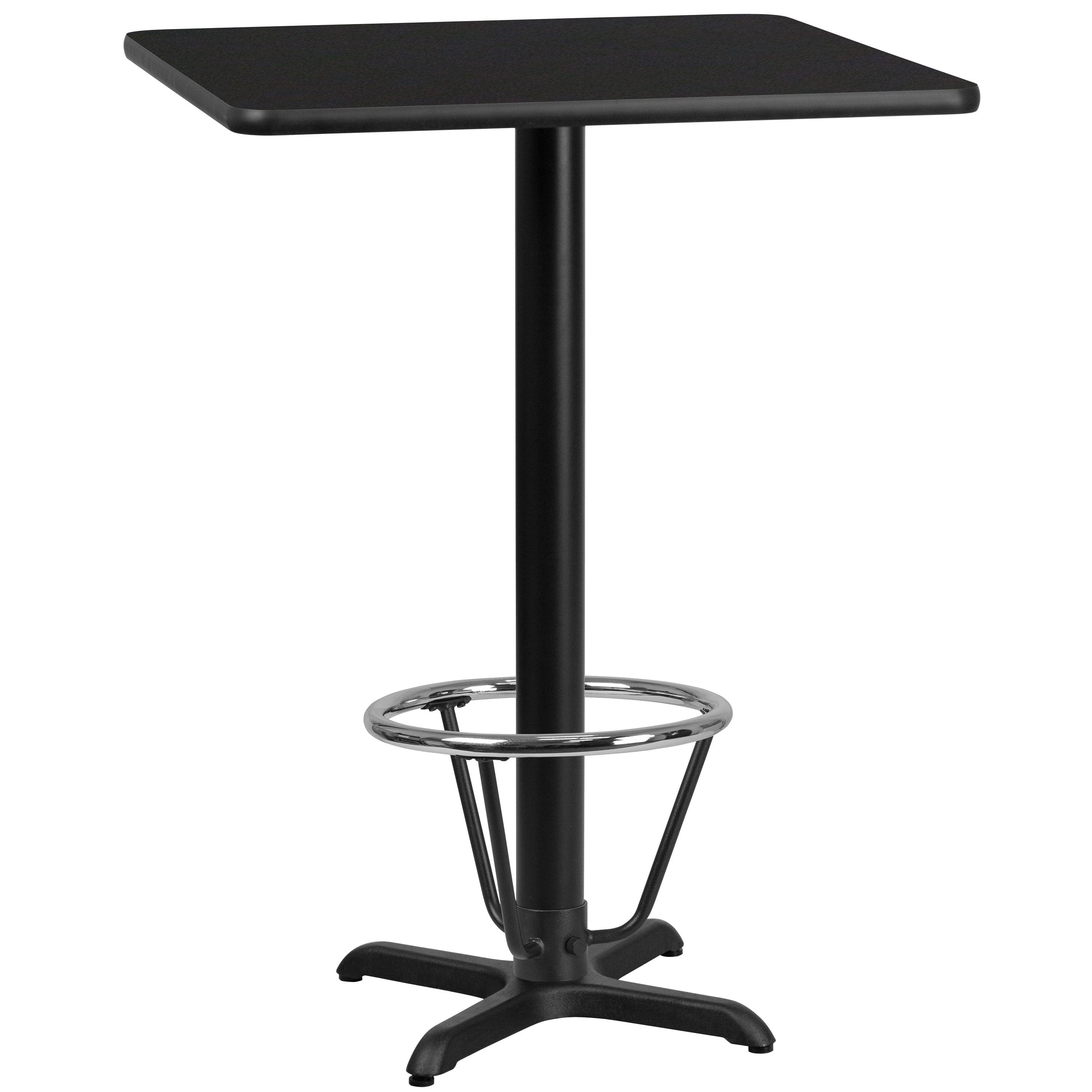 Flash Furniture 24'' Square Black Laminate Table Top with 22'' x 22'' Bar Height Table Base and Foot Ring