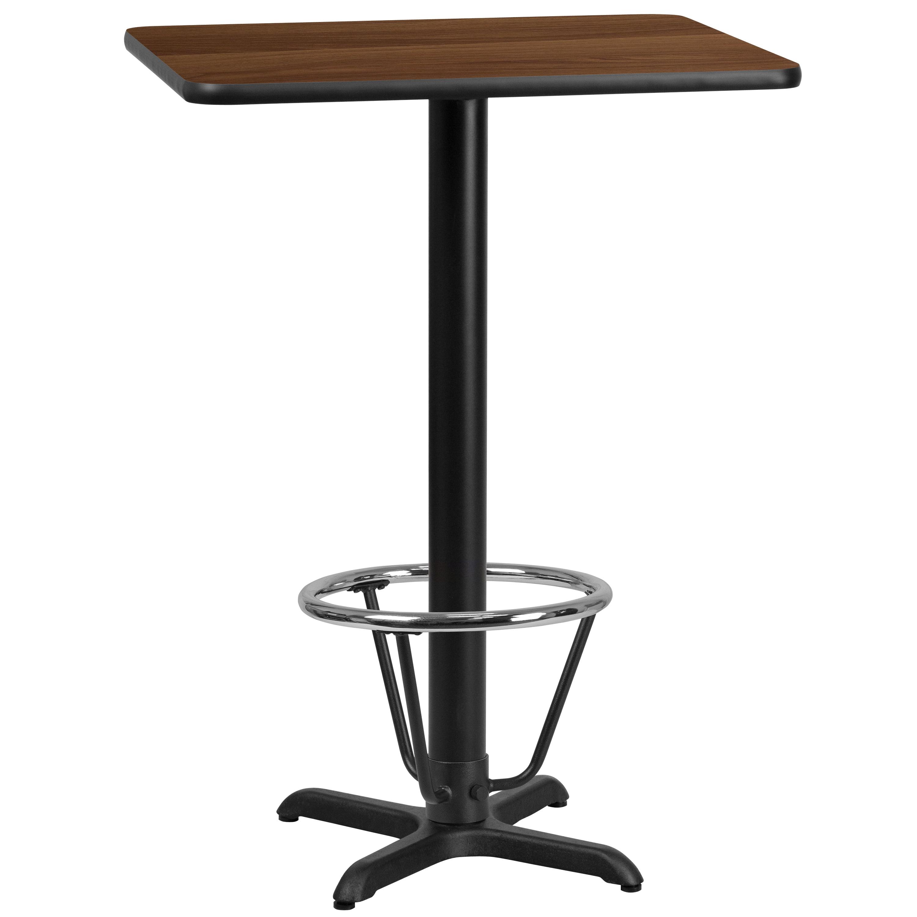 Contemporary Walnut Laminate 30''x24'' Bar Height Table with Foot Ring