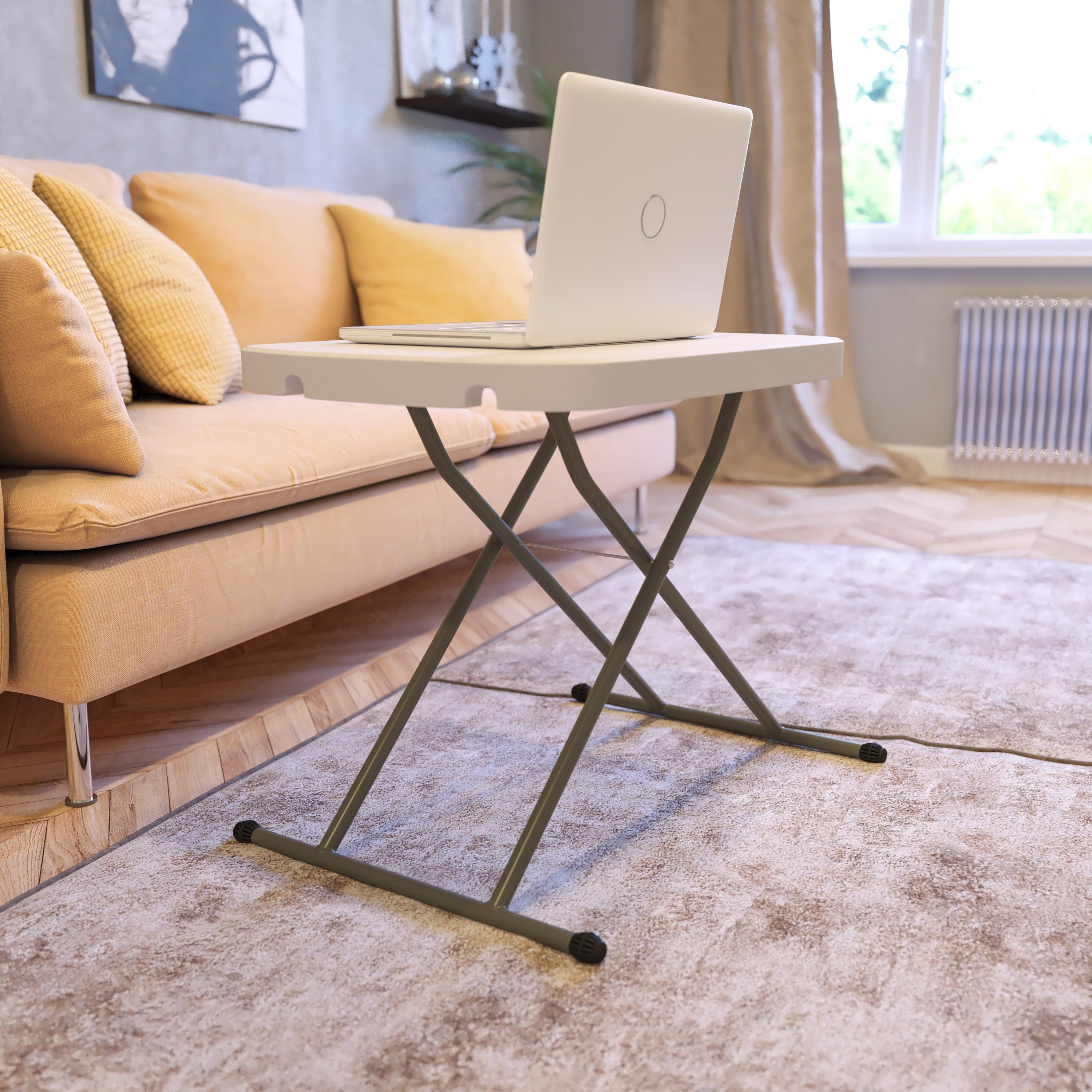 Granite White & Gray Adjustable Height Folding Side Table