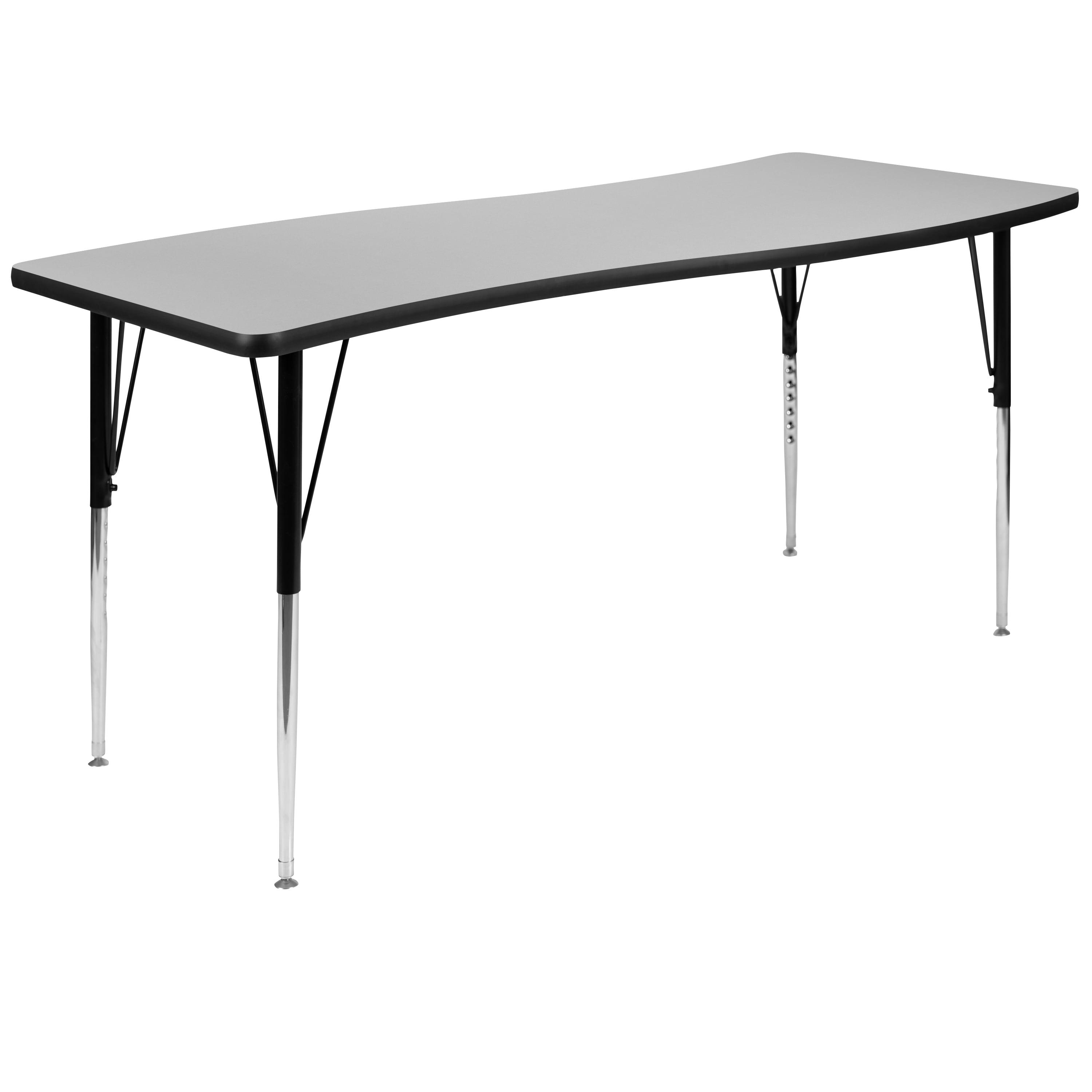 Flash Furniture Goddard 28"W x 47.5"L Rectangular Wave Collaborative Grey Adjustable Height Activity Table