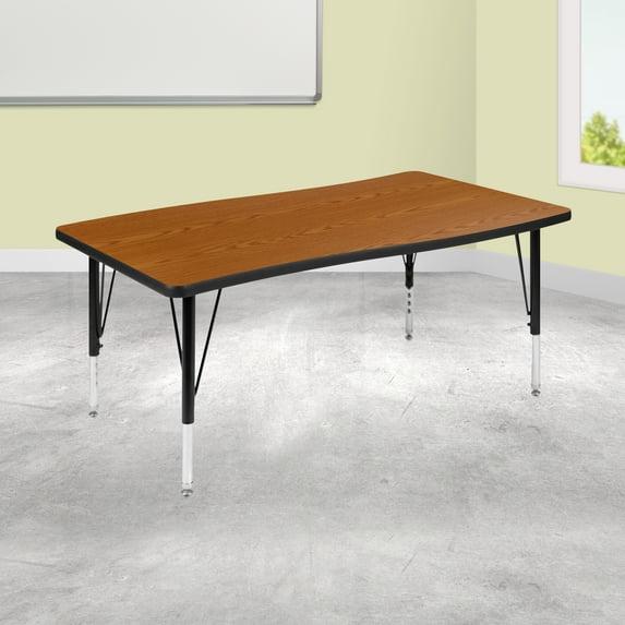 Flash Furniture Goddard 28"W x 47.5"L Rectangular Wave Collaborative Grey Adjustable Height Activity Table