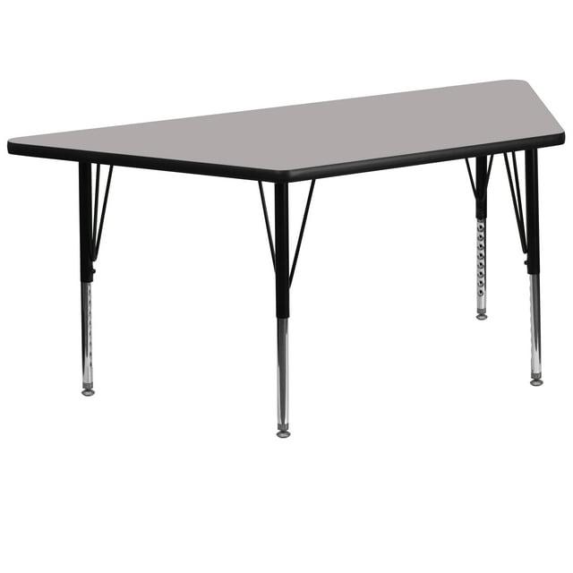 Flash Furniture 30''W x 60''L Trapezoid Activity Table with 1.25'' Thick High Pressure Grey Laminate Top and Height Adjustable Preschool Legs