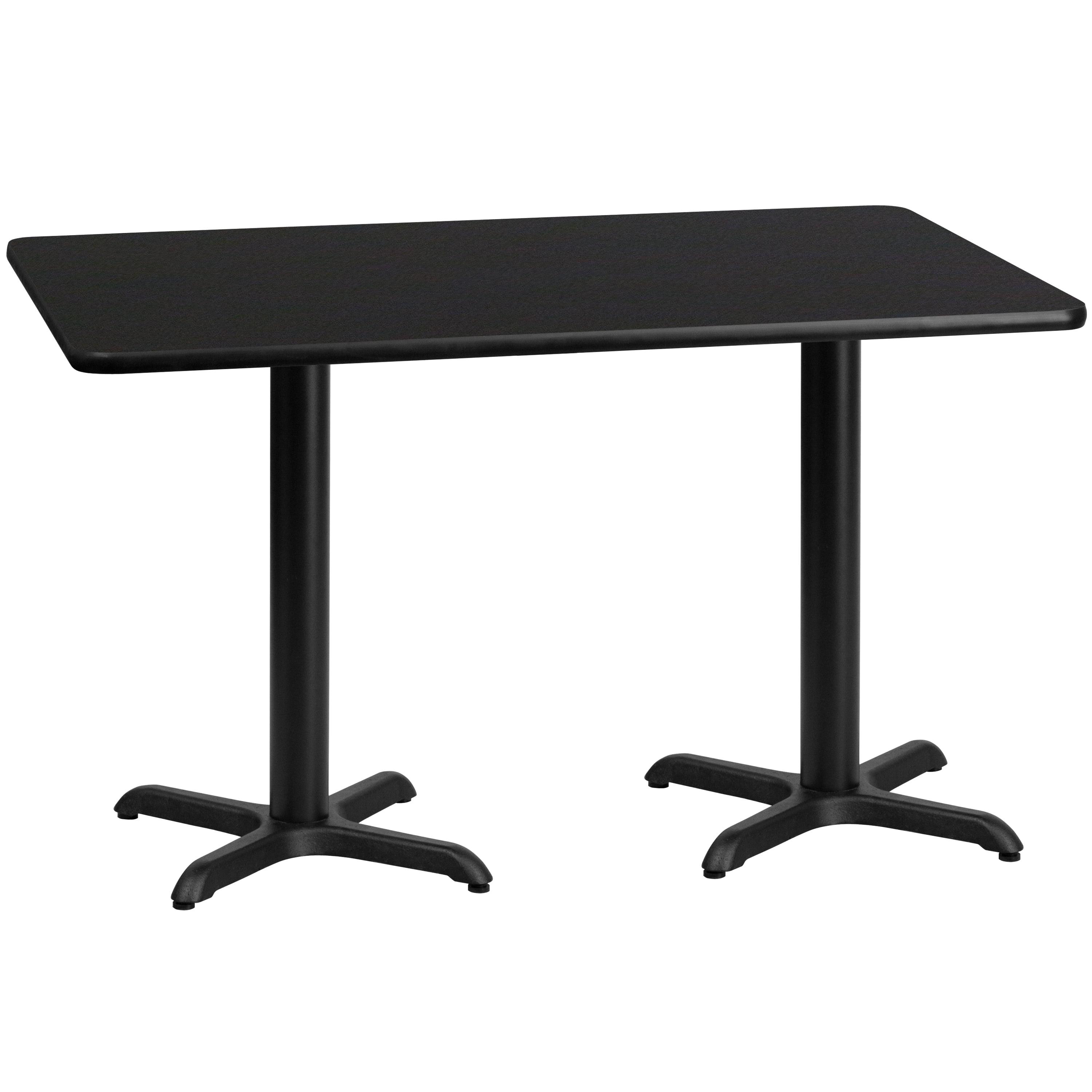 Black Rectangular Laminate Dining Table with Wood Base