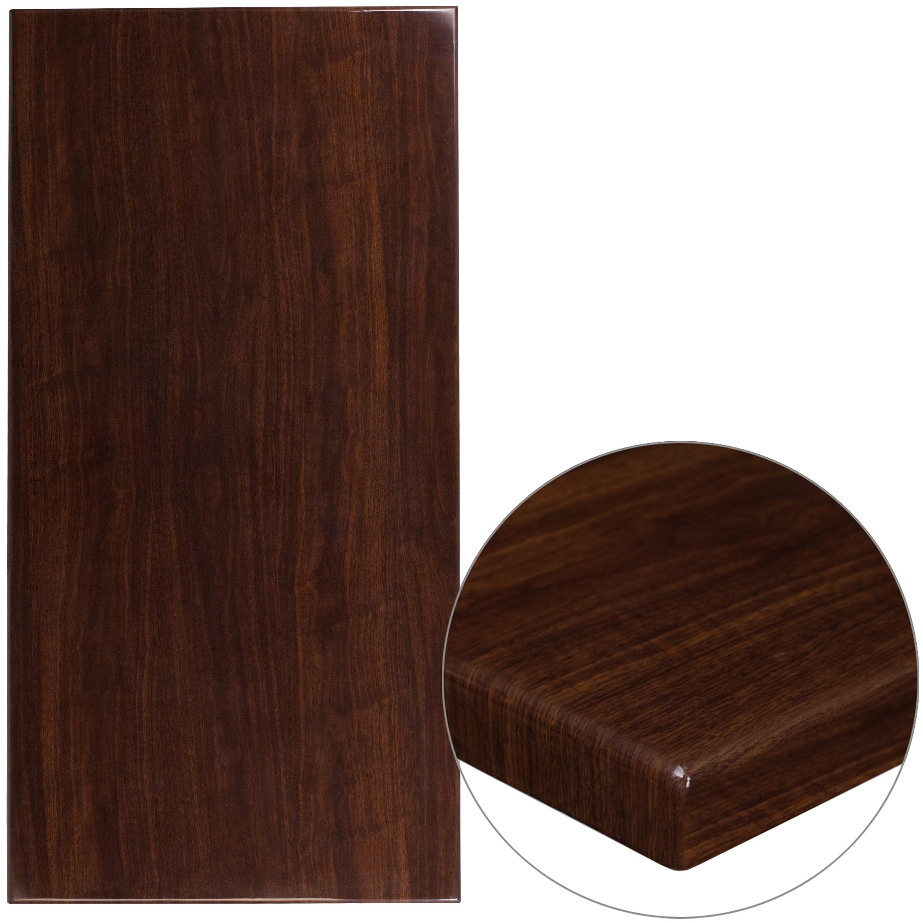 Flash Furniture Glenbrook 24'' x 30'' High-Gloss Resin Table Top with 2'' Thick Drop-Lip