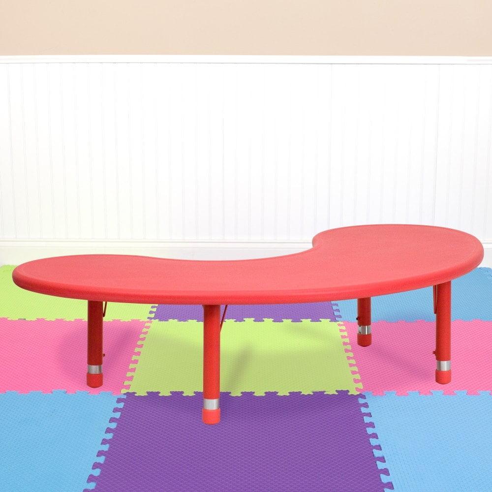 35"Wx65"L Half-Moon Plastic Adjustable Activity Table-School Table for 8