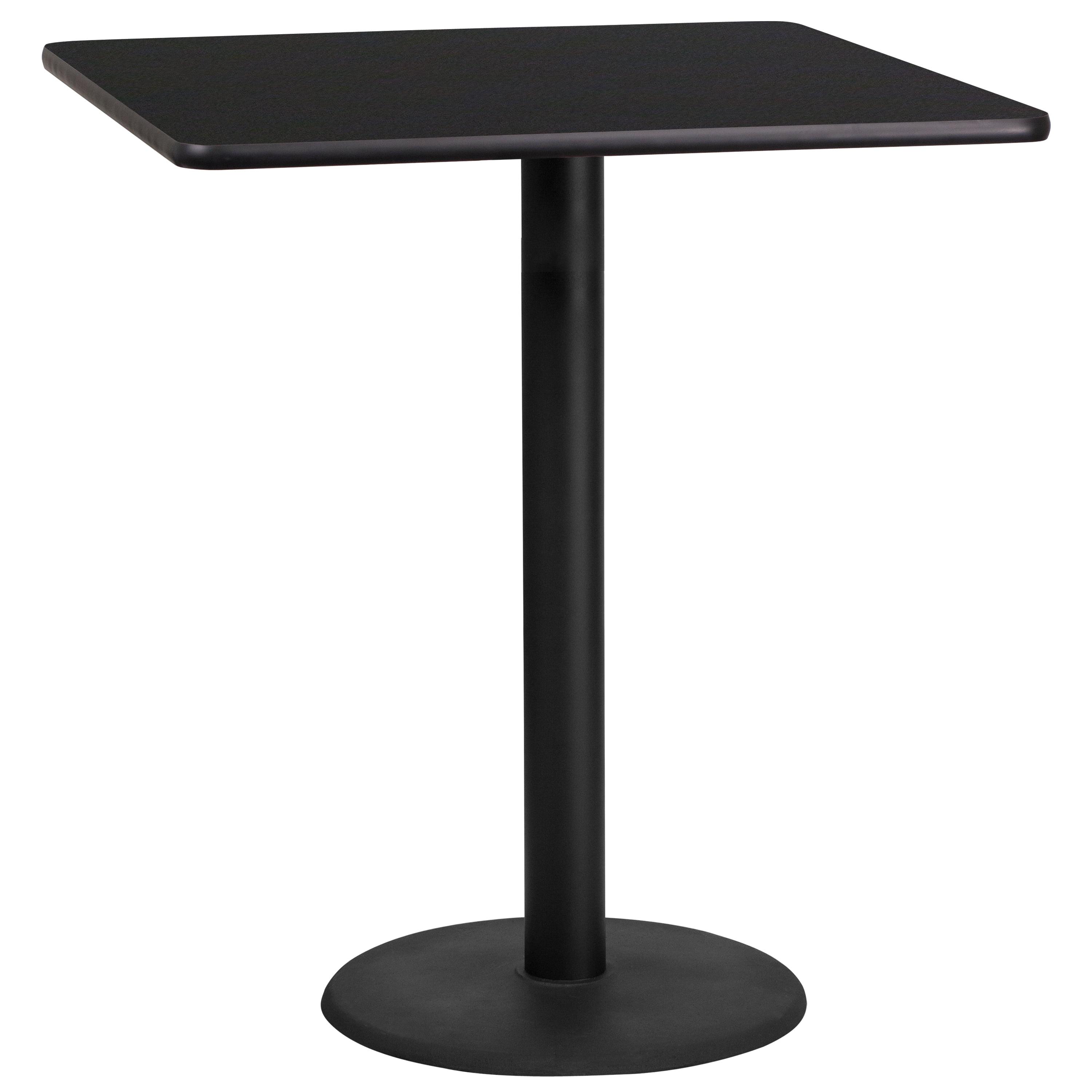 Contemporary 36'' Square Black Laminate Bar Height Table