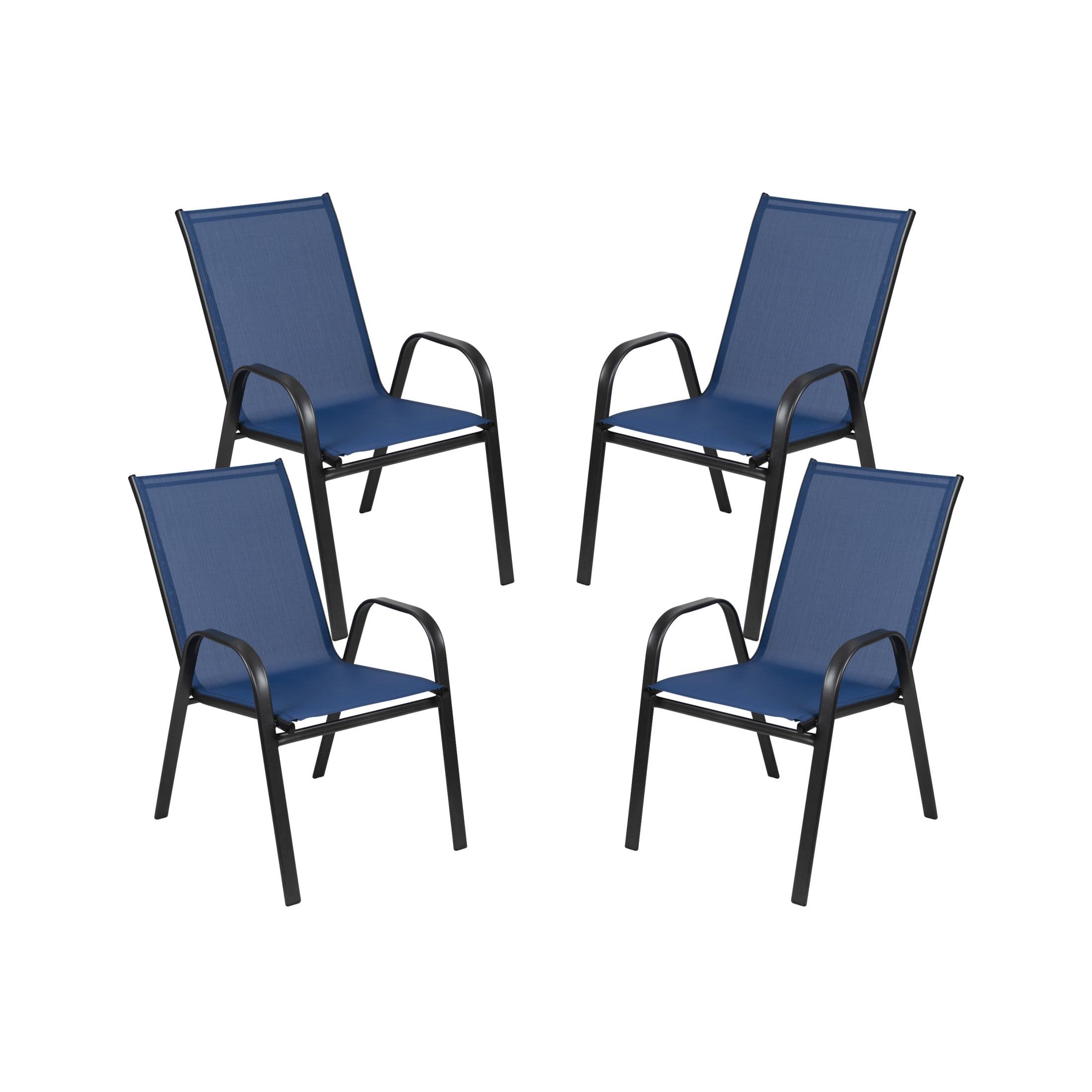 Flash Furniture 4 Pack Brazos Series Outdoor Stack Chair with Flex Comfort Material and Metal Frame