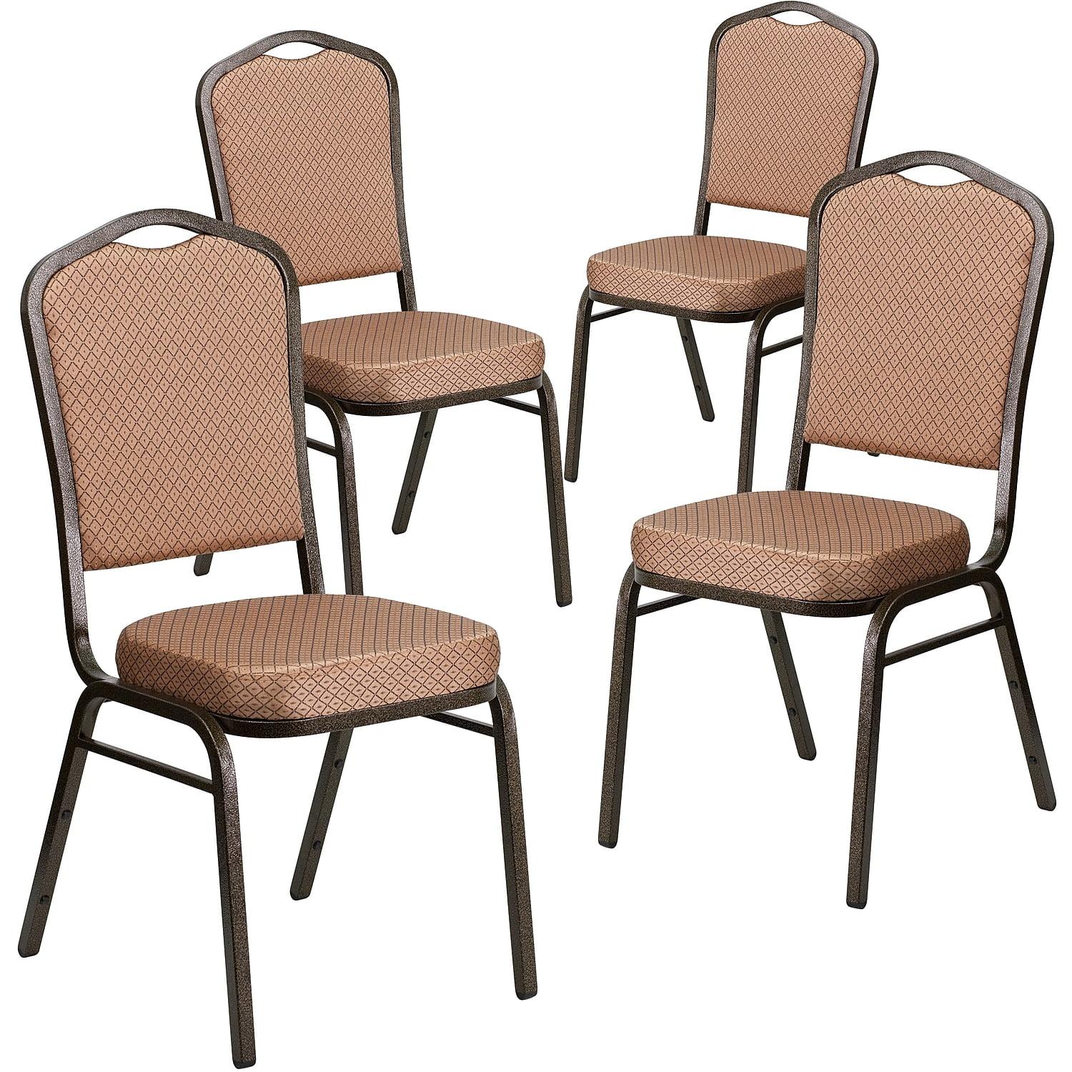 Gold Diamond Patterned Fabric Banquet Chair with Gold Vein Frame