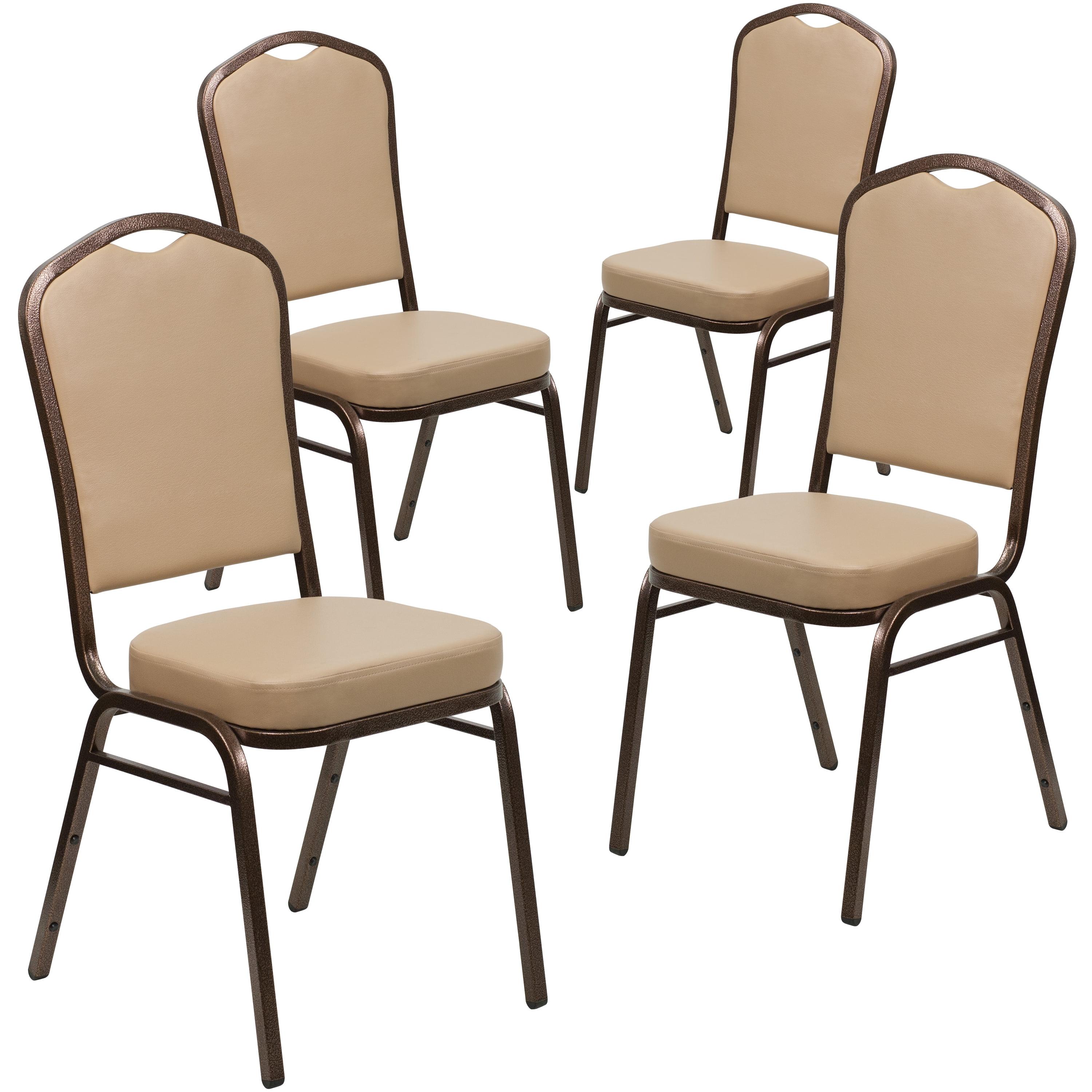 Elegant Tan Vinyl Banquet Chair with Copper Vein Frame