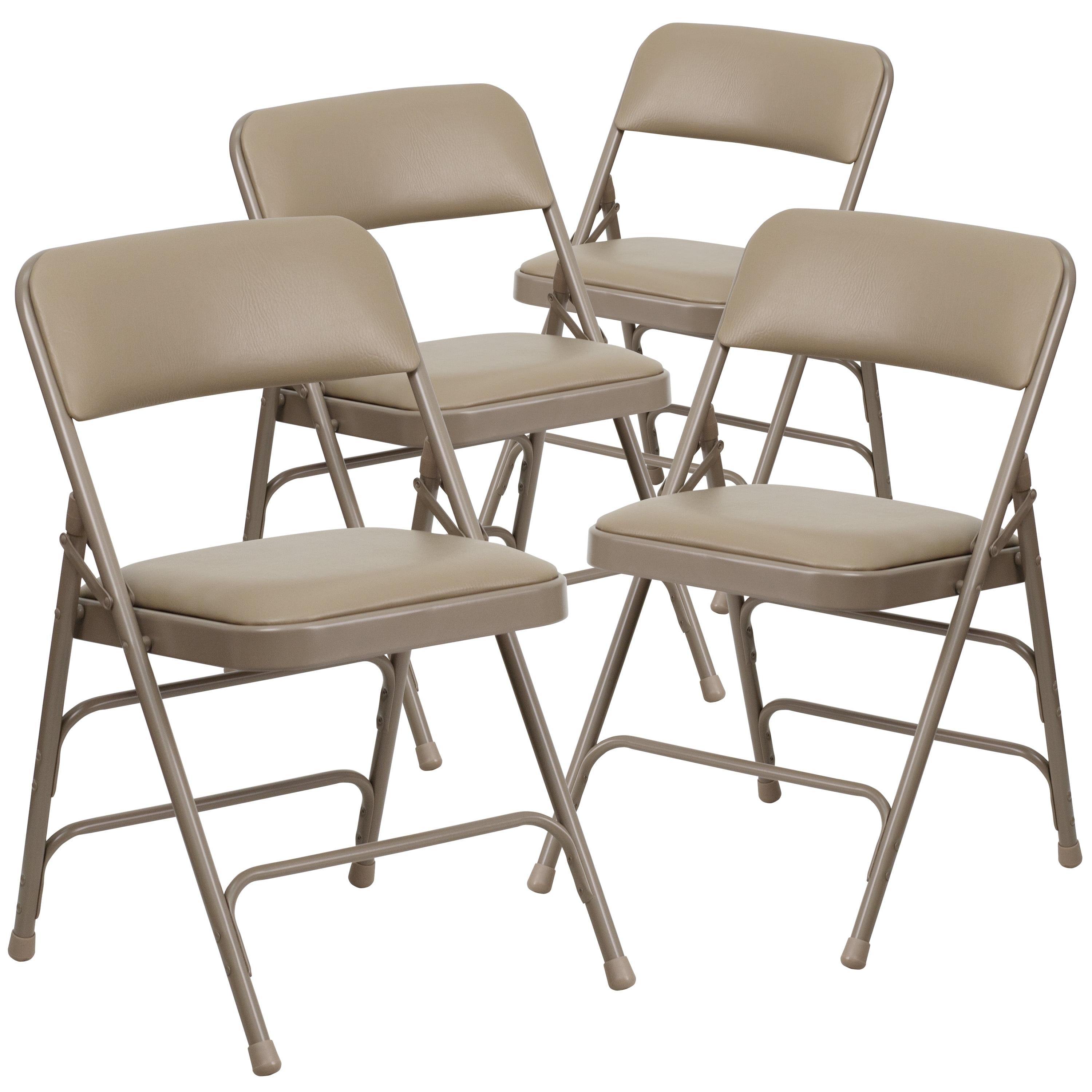 Flash Furniture 4 Pack HERCULES Series Curved Triple Braced & Double Hinged Upholstered Metal Folding Chair