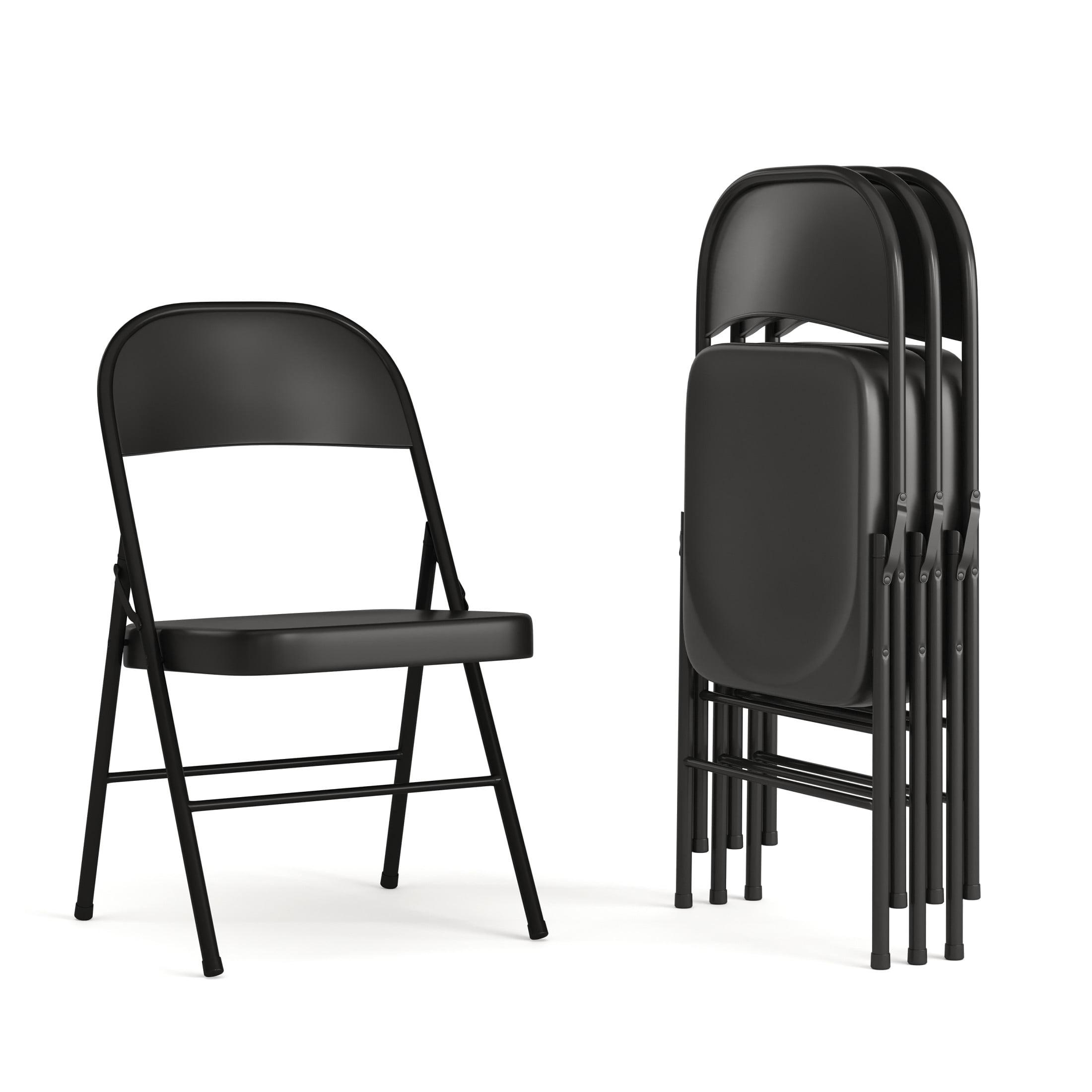 Flash Furniture 4 Pack HERCULES Series Double Braced Black Metal Folding Chair