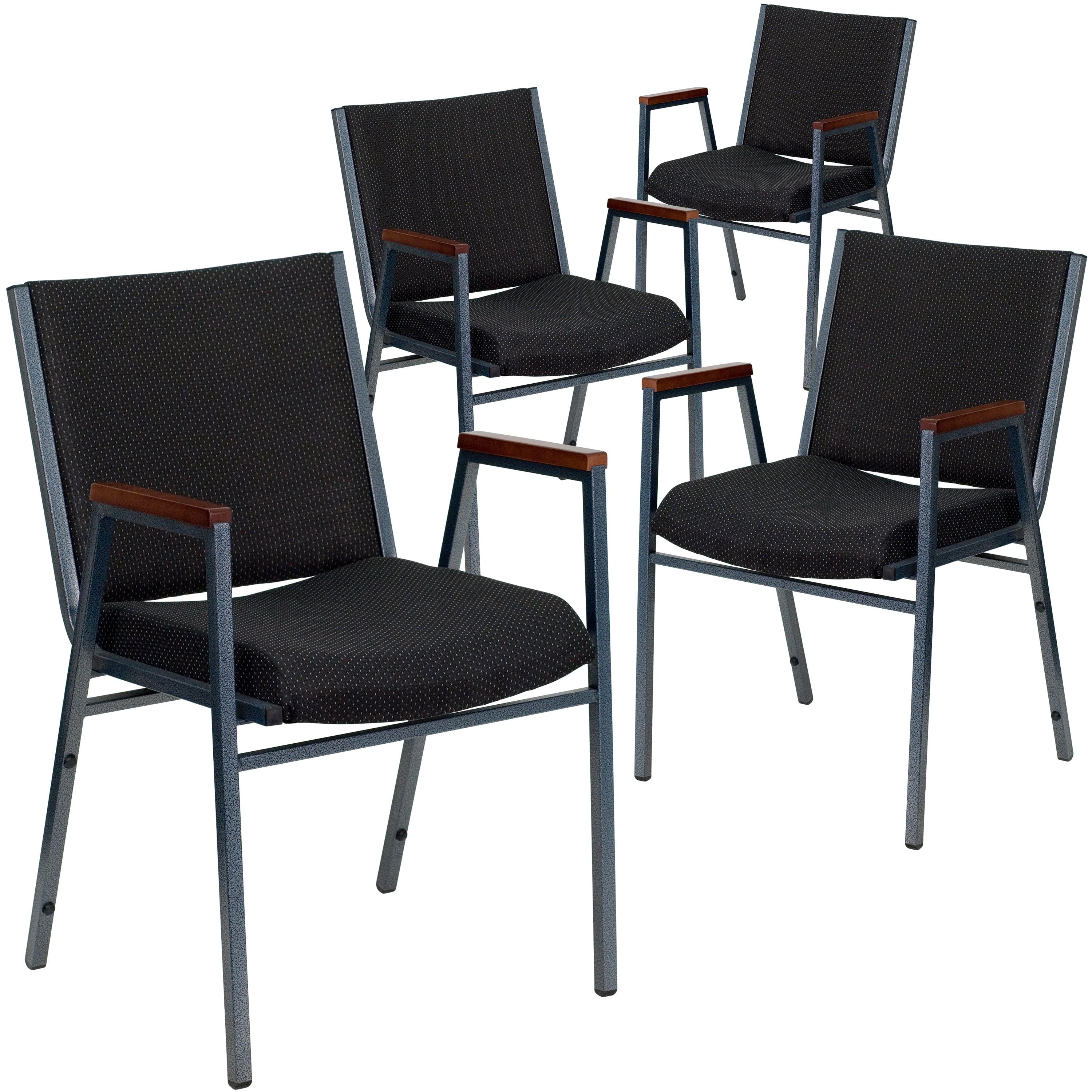 Hercules Series Black Dot Fabric Stacking Reception Chair with Arms