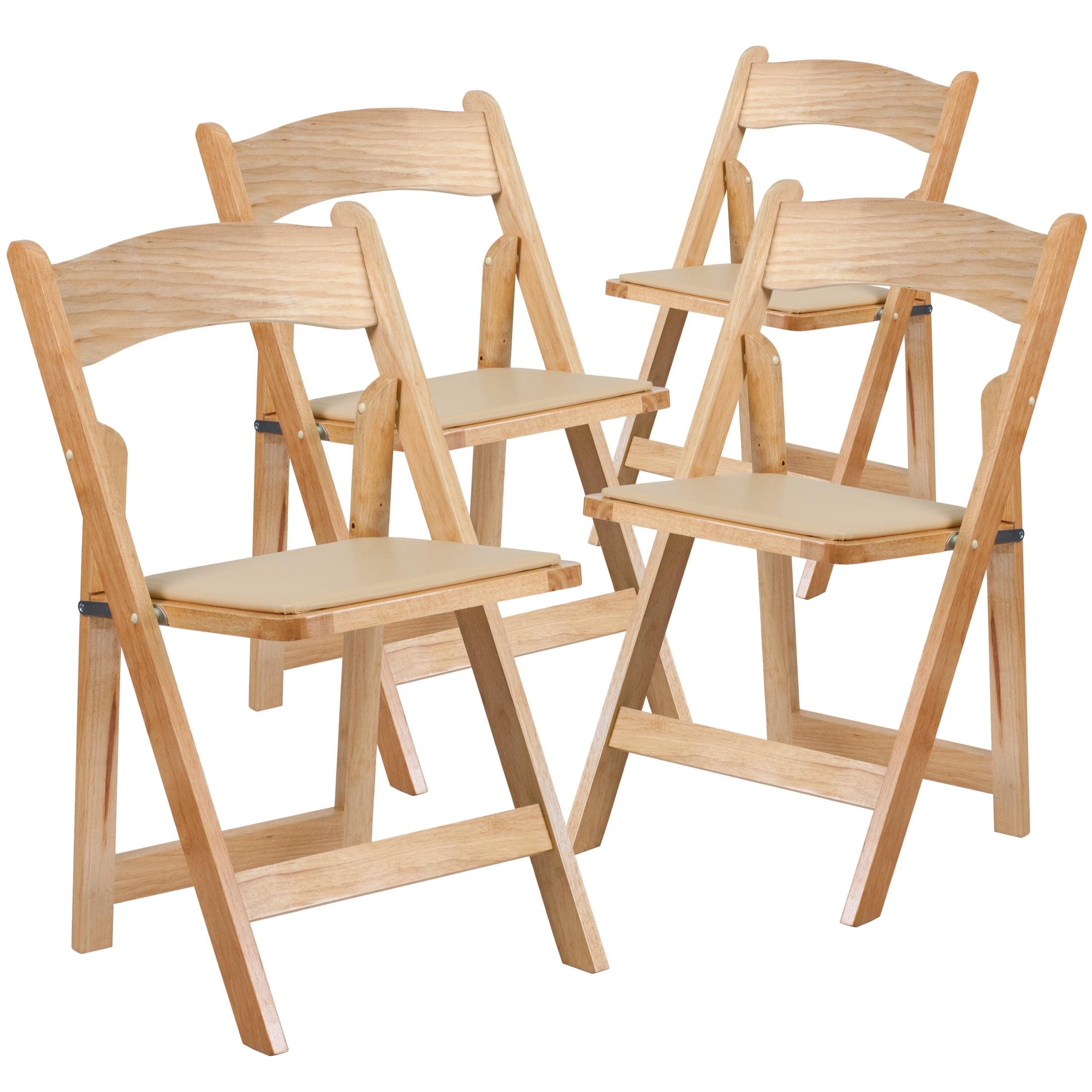 Flash Furniture Hercules Series Adult Size Natural Wood Padded Folding Event Chairs, Set of 4