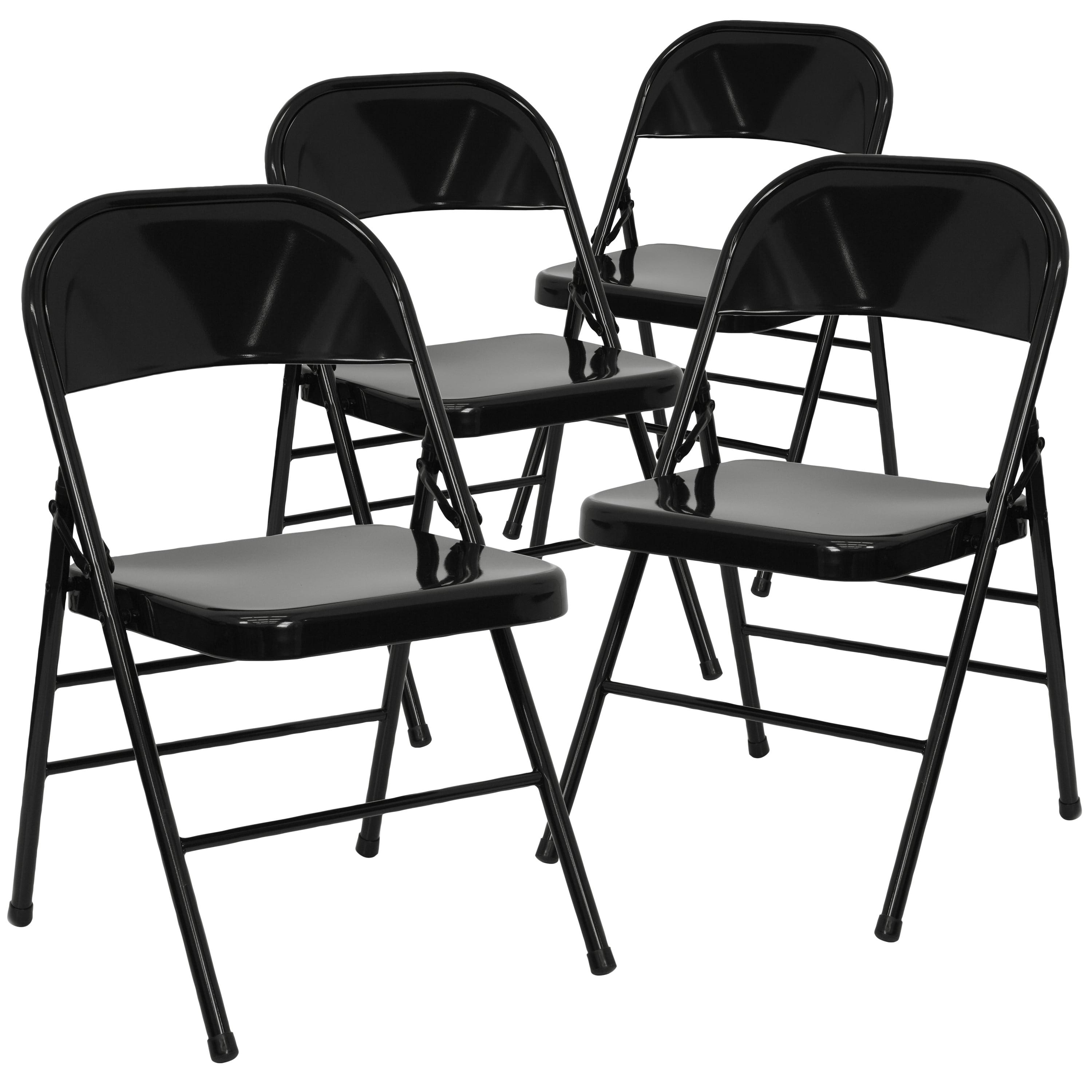 Sleek Black Metal 4-Pack Armless Folding Chairs