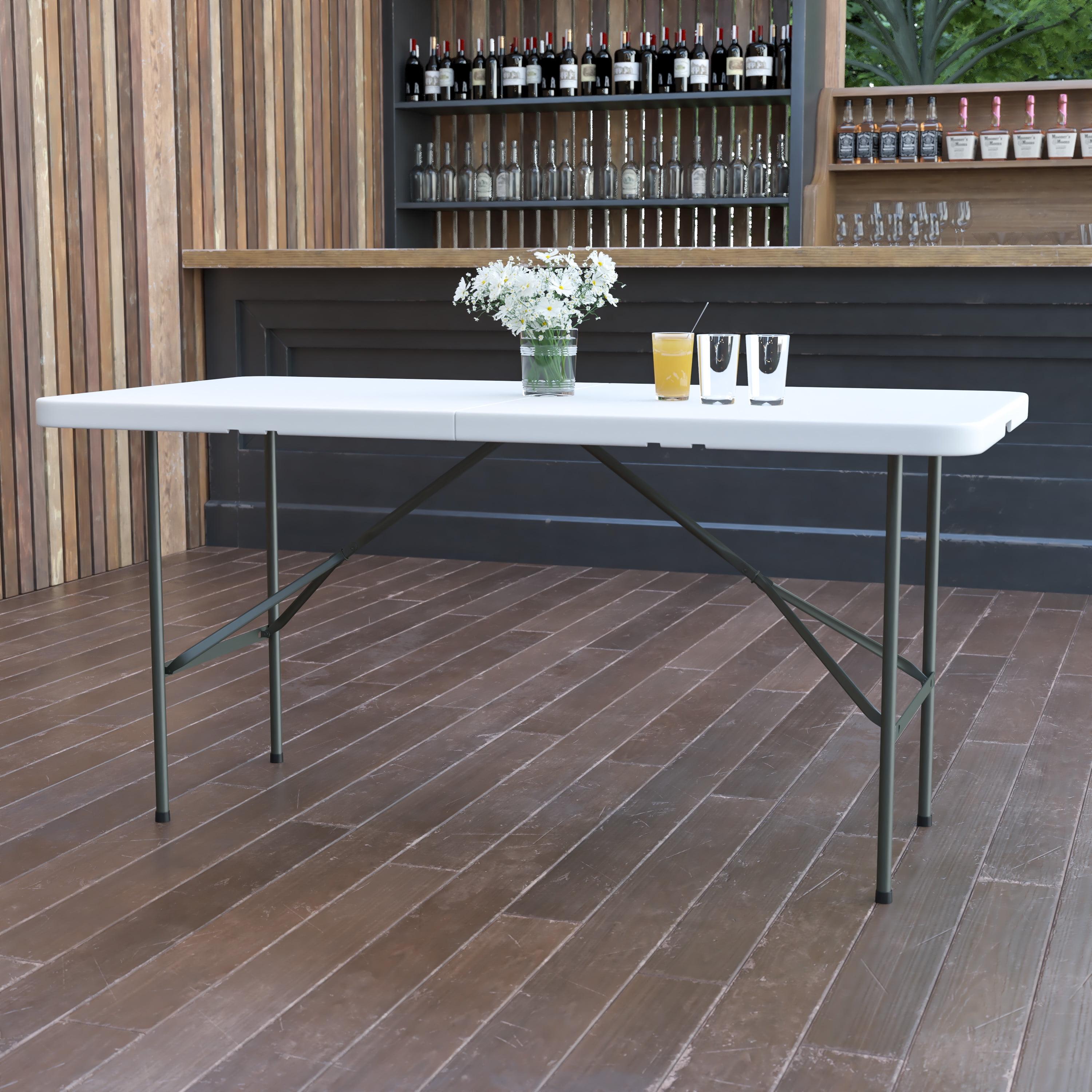 Gray Metal Rectangular Folding Table for Indoor/Outdoor Use