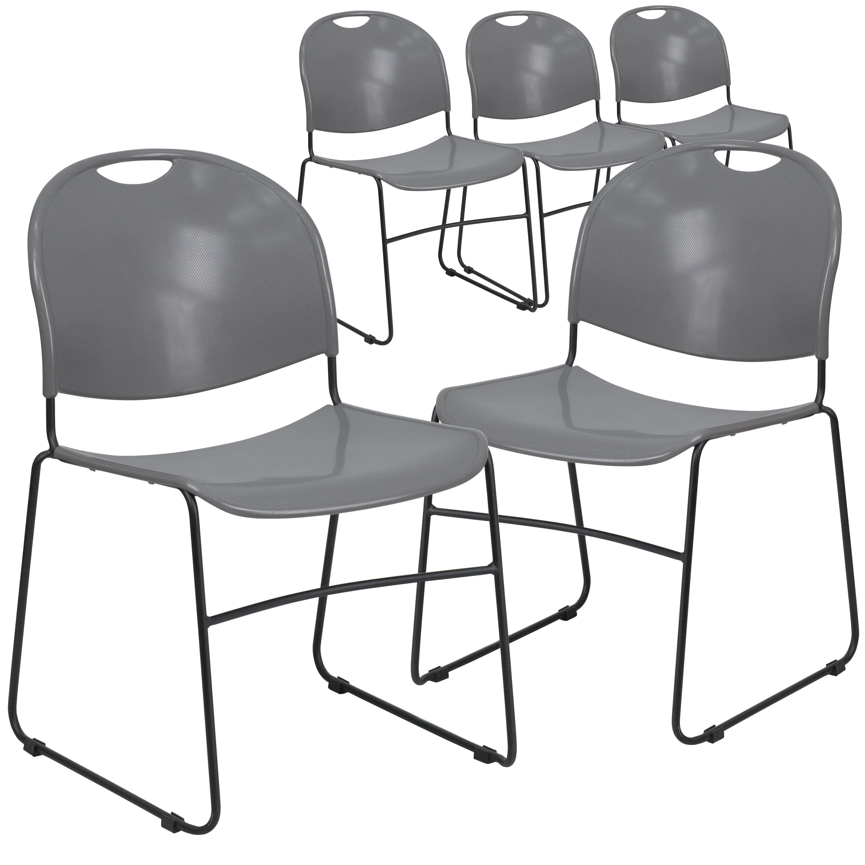 Flash Furniture Gaea 880 lb. Capacity Ultra-Compact Stack Chair with Metal Frame (Set of 5)