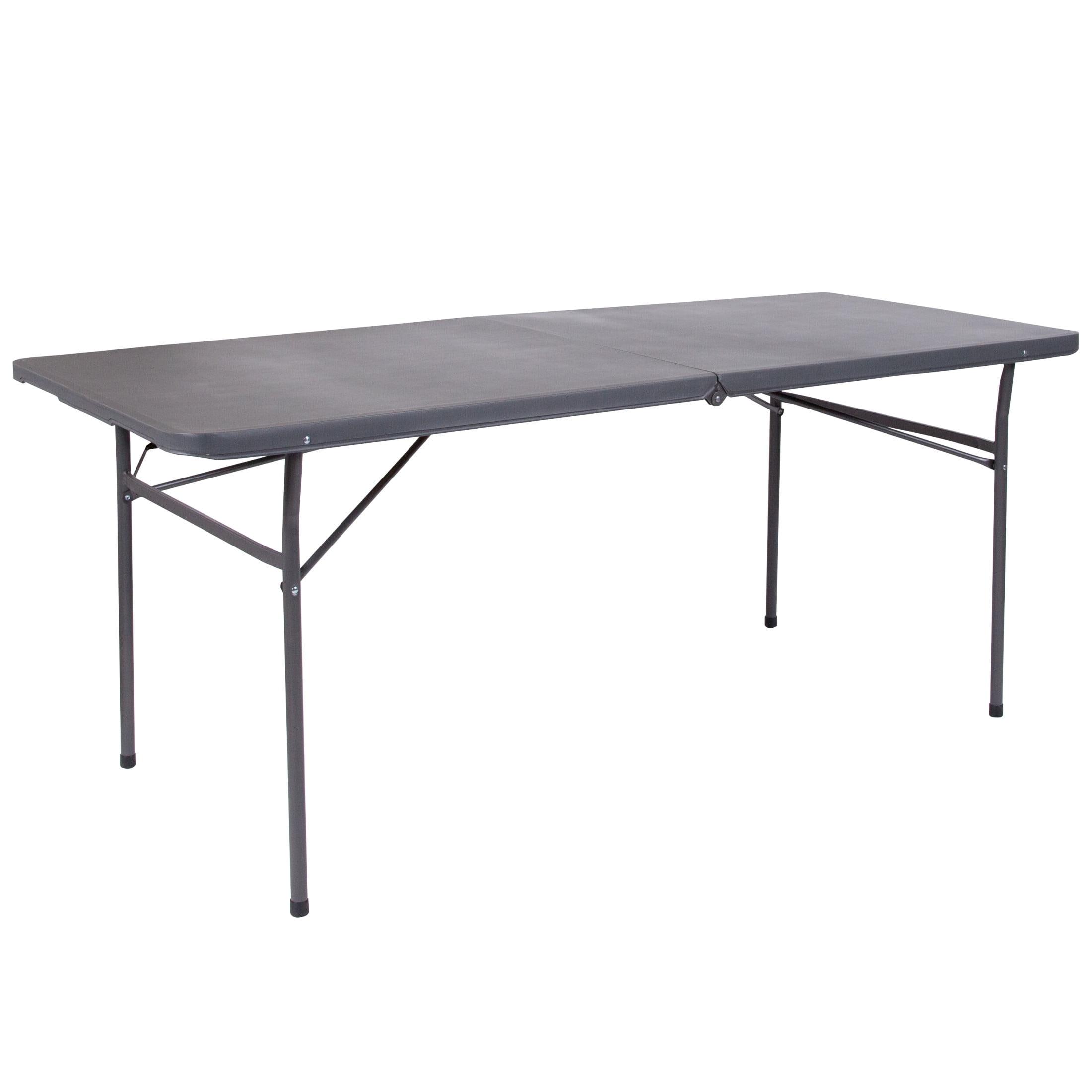 Flash Furniture 6-Foot Bi-Fold Plastic Banquet and Event Folding Table with Carrying Handle