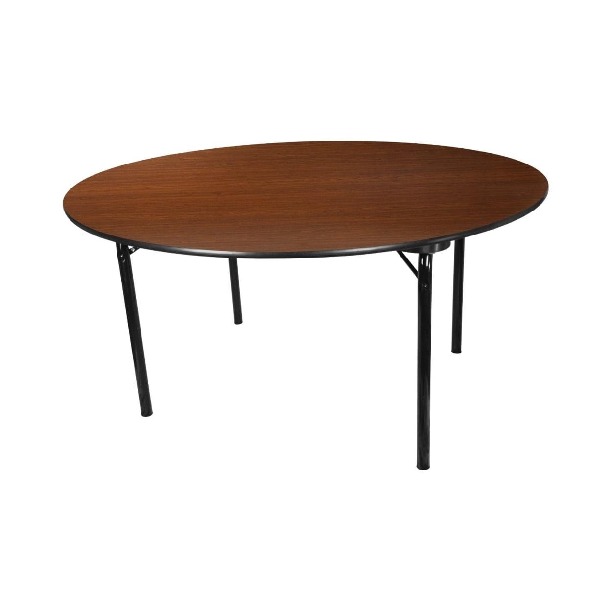 60'' Round Walnut Laminate Folding Banquet Table with Steel Legs