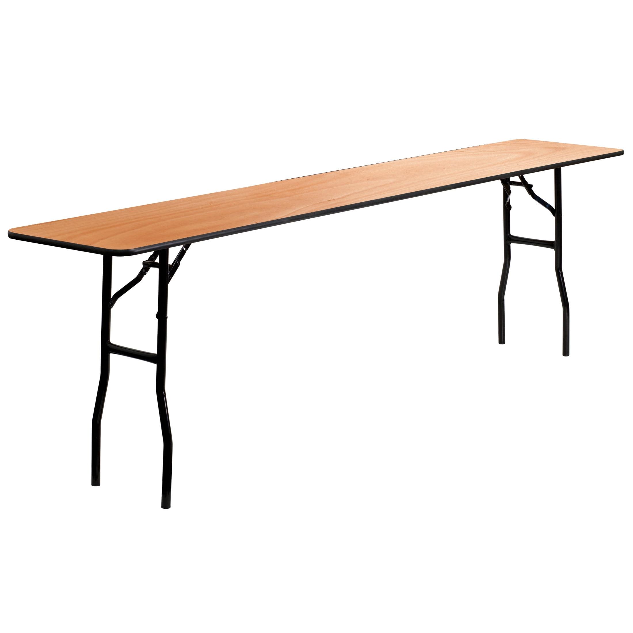 8-Foot Black Steel Rectangular Folding Table