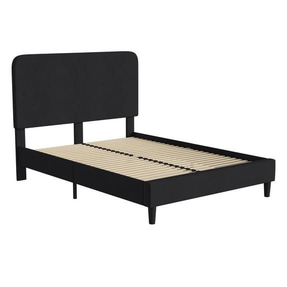 Flash Furniture Addison Fabric Queen Platform Bed with Headboard in Charcoal