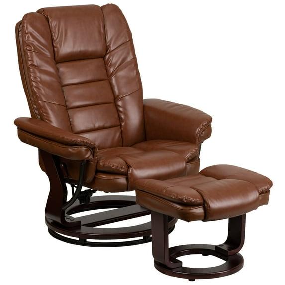 Bowery Hill Contemporary Leather Recliner in Vintage Brown Finish