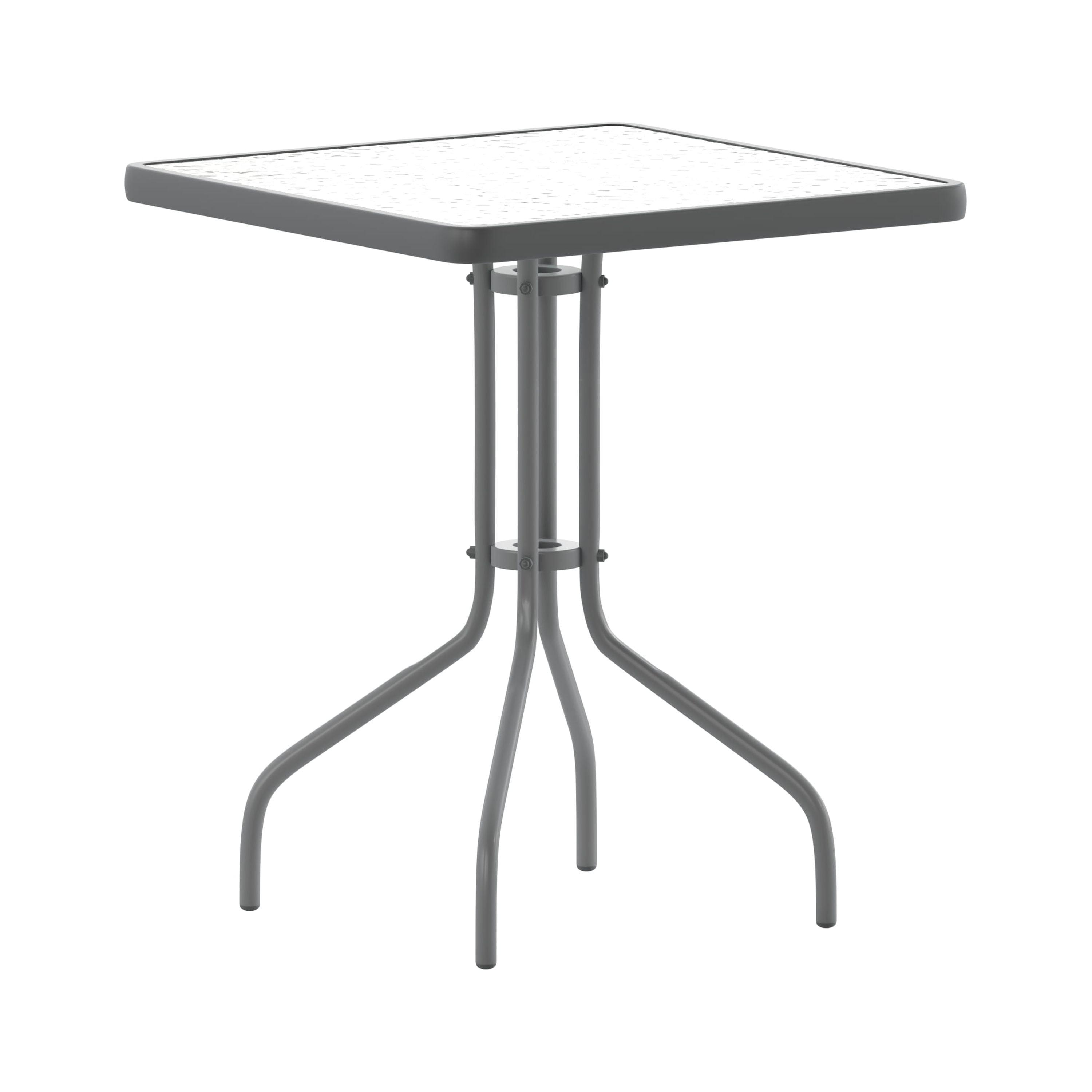 Silver Tempered Glass 47" Outdoor Bistro Table