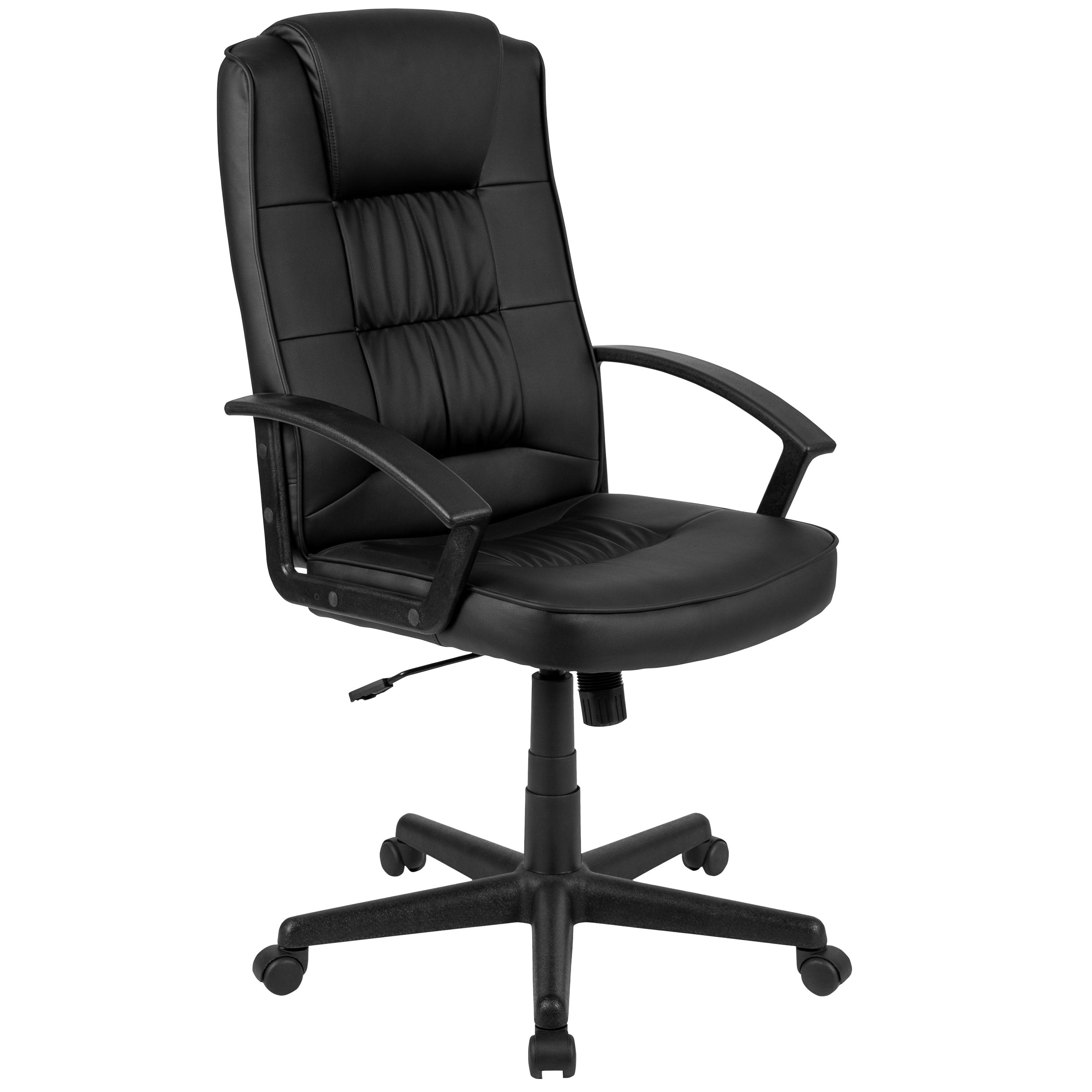 Flash Furniture Biscayne Flash Fundamentals High Back Black LeatherSoft-Padded Task Office Chair with Arms