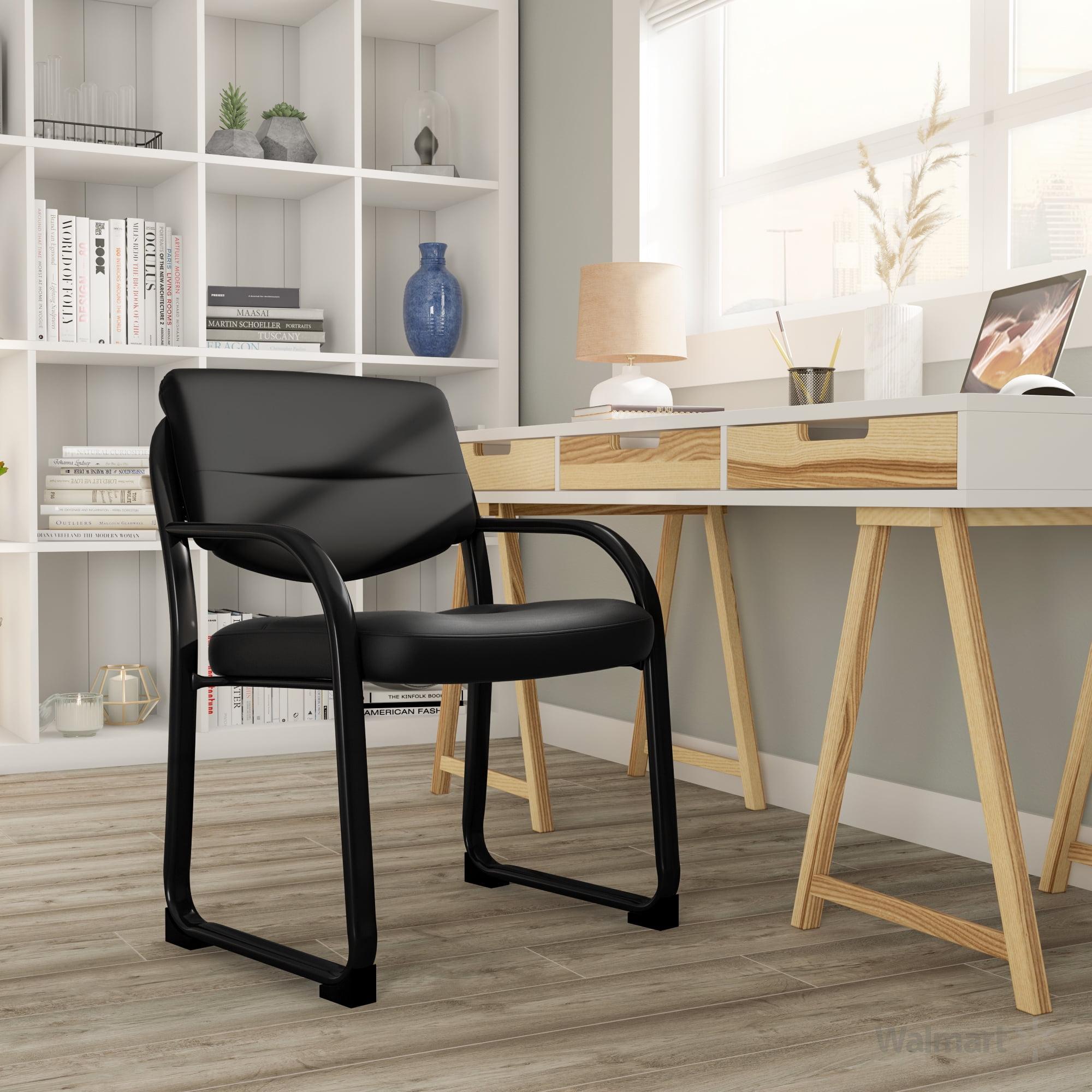 Flash Furniture Black LeatherSoft Executive Side Reception Chair with Sled Base