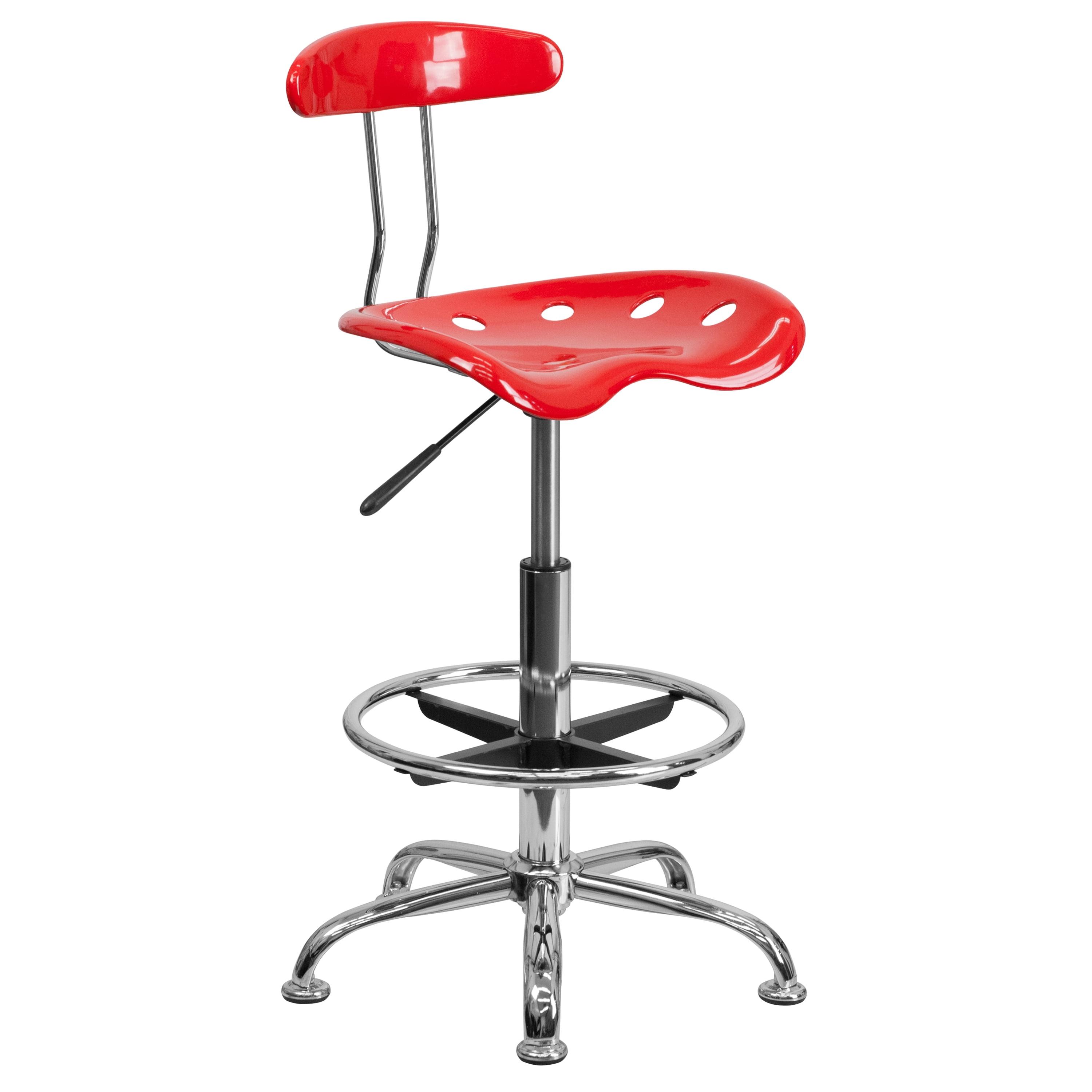 Monroe Vibrant Chrome Drafting Stool with Tractor Seat