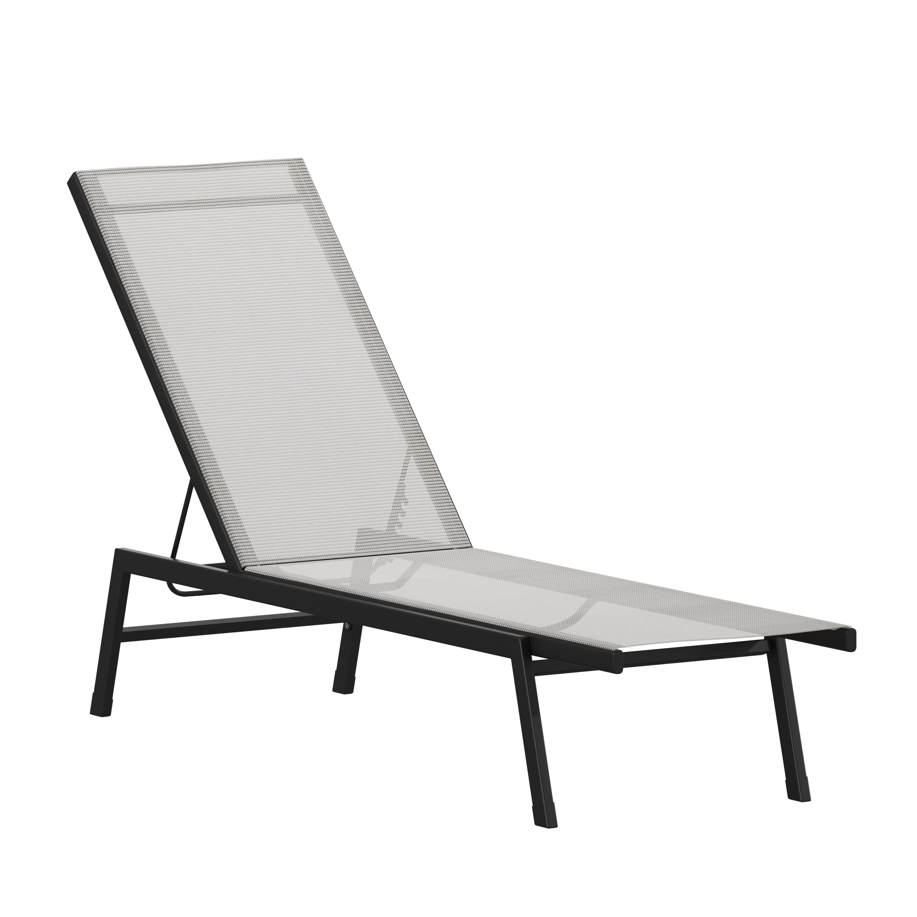 Brazos 62.5'' Adjustable Outdoor Chaise Lounge in Black/Gray