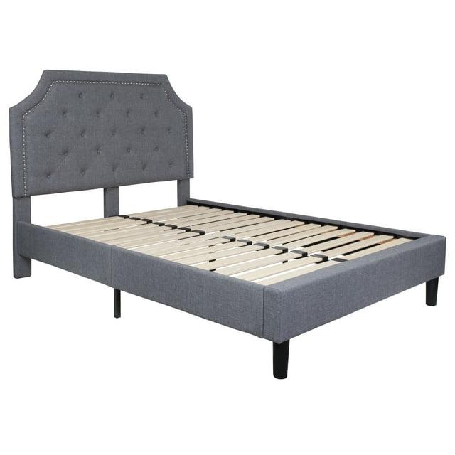 Flash Furniture Brighton Full Size Tufted Upholstered Platform Bed in Light Gray Fabric