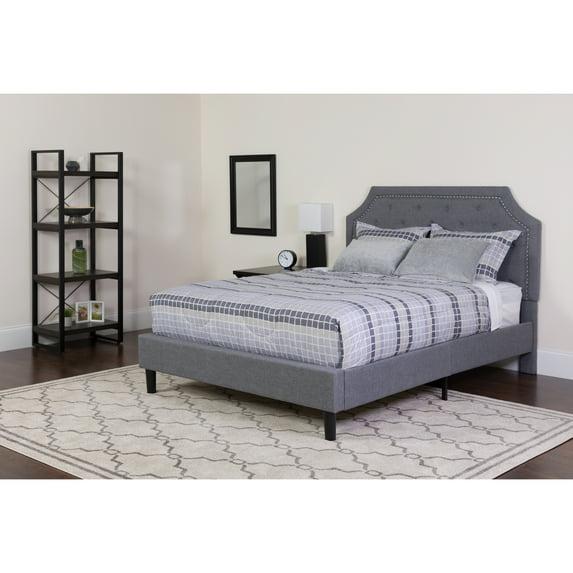 Flash Furniture Brighton Twin Size Tufted Upholstered Platform Bed in Light Gray Fabric