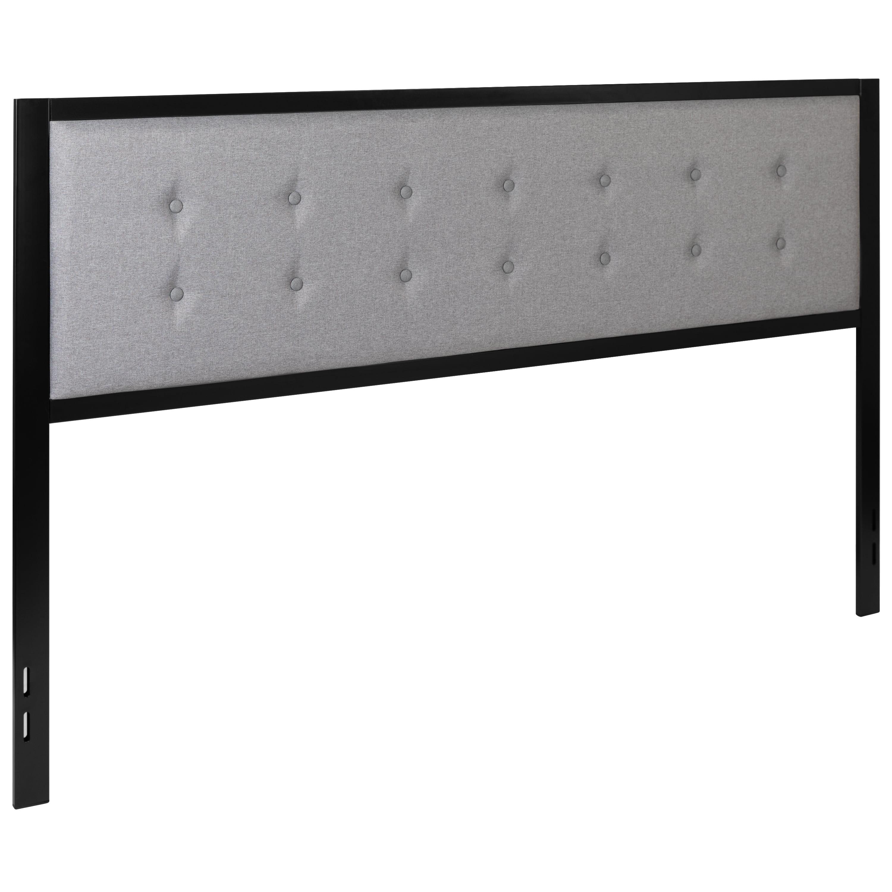 Flash Furniture Bristol Metal Tufted Upholstered King Size Headboard in Light Gray Fabric