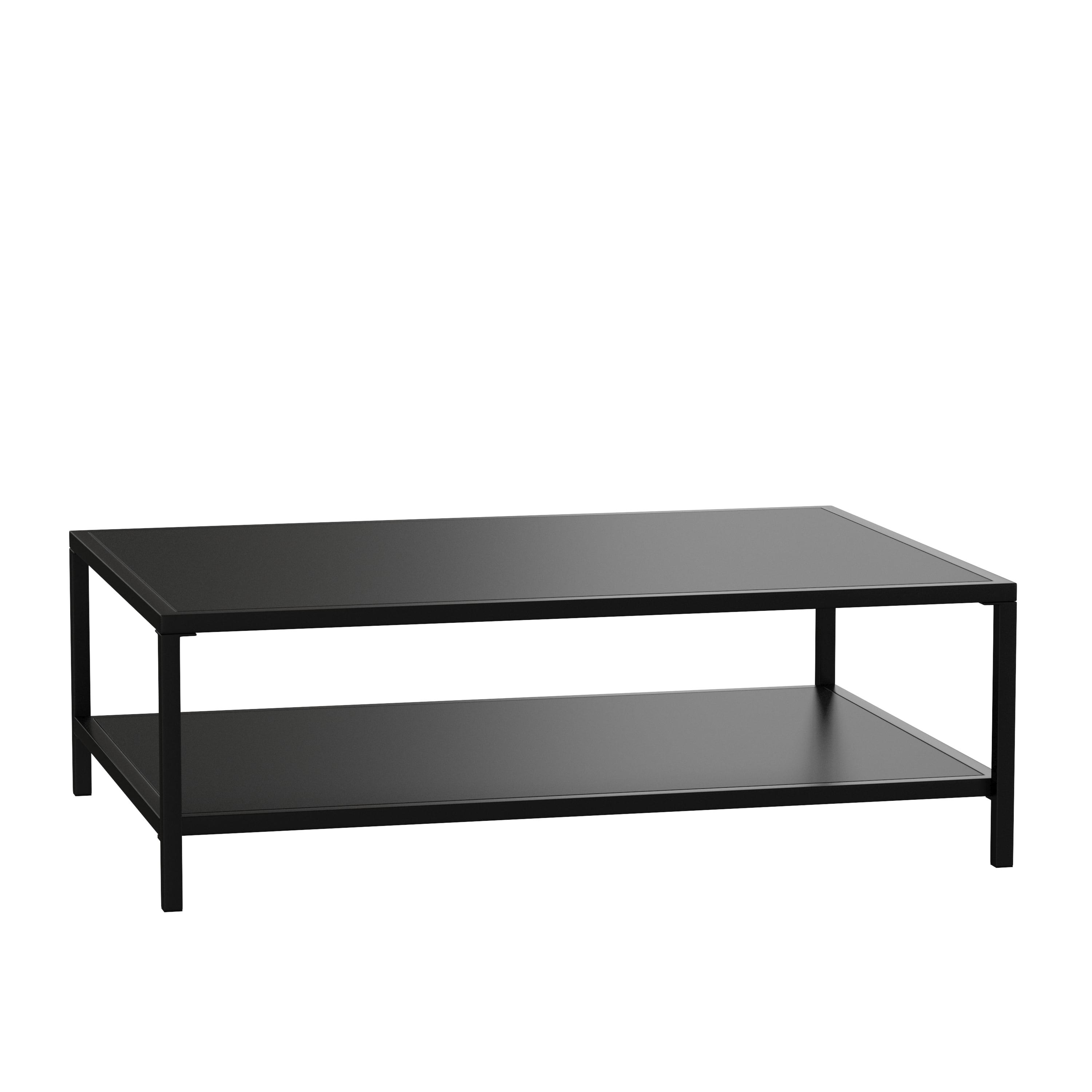 Black Steel Rectangular 2-Tier Outdoor Coffee Table