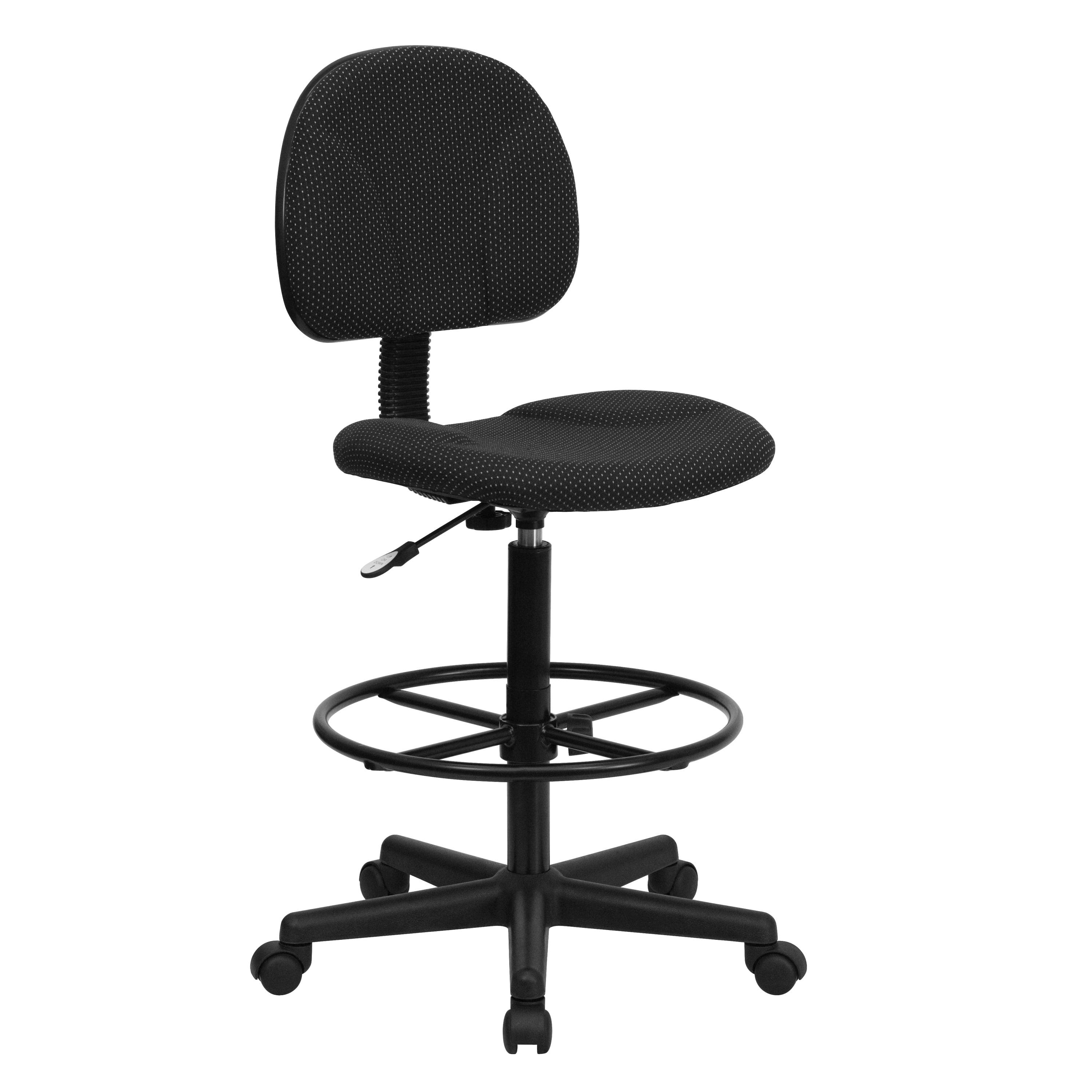 Black Adjustable Swivel Drafting Chair with Foot Ring