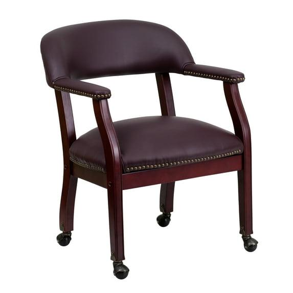 Leather Seat Waiting Room Chair with Wood Frame