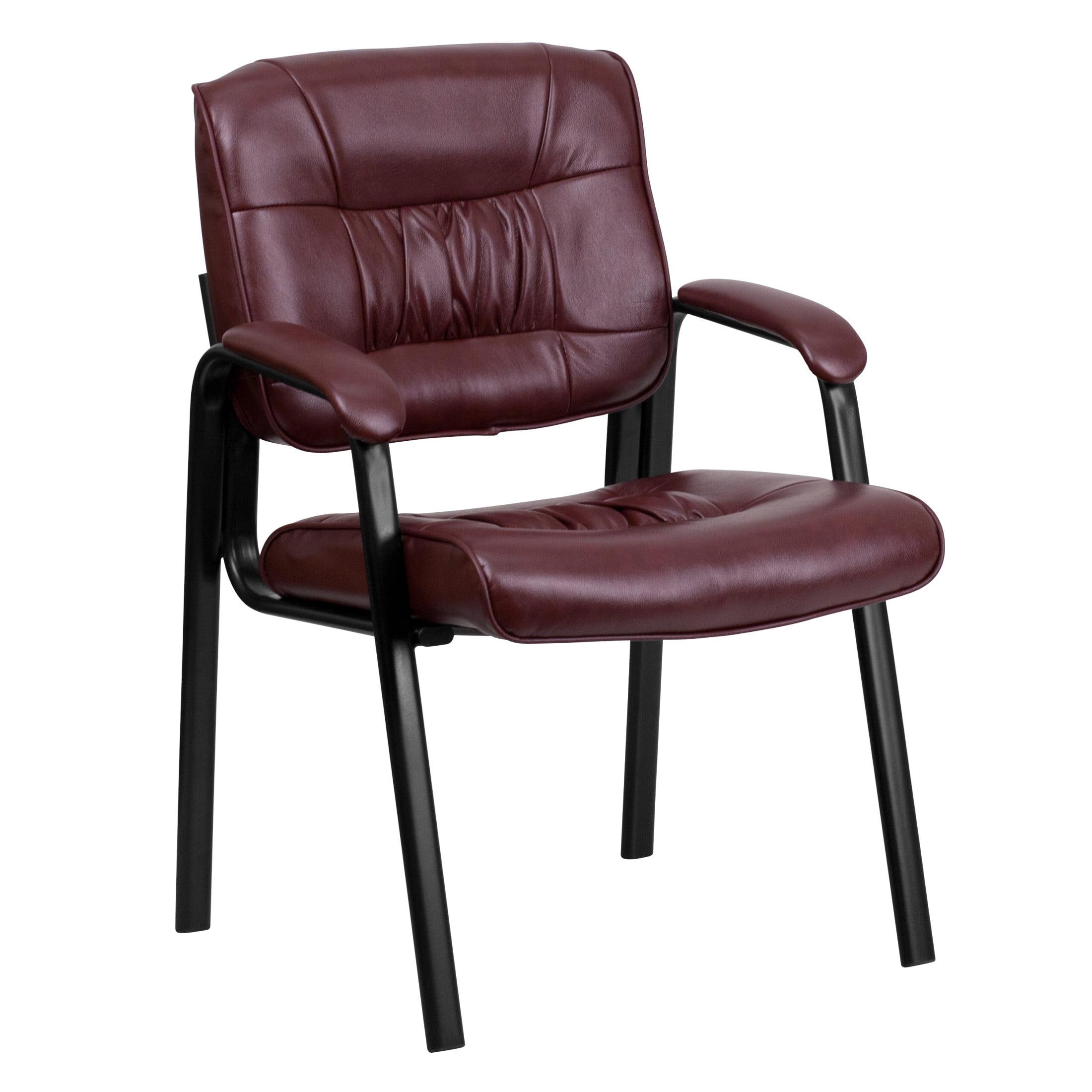 Flash Furniture Haeger LeatherSoft Tufted Executive Reception Chair with Padded Armrests, Burgundy