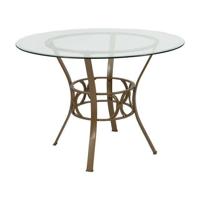 Flash Furniture Carlisle 42'' Round Glass Dining Table with Matte Gold Metal Frame