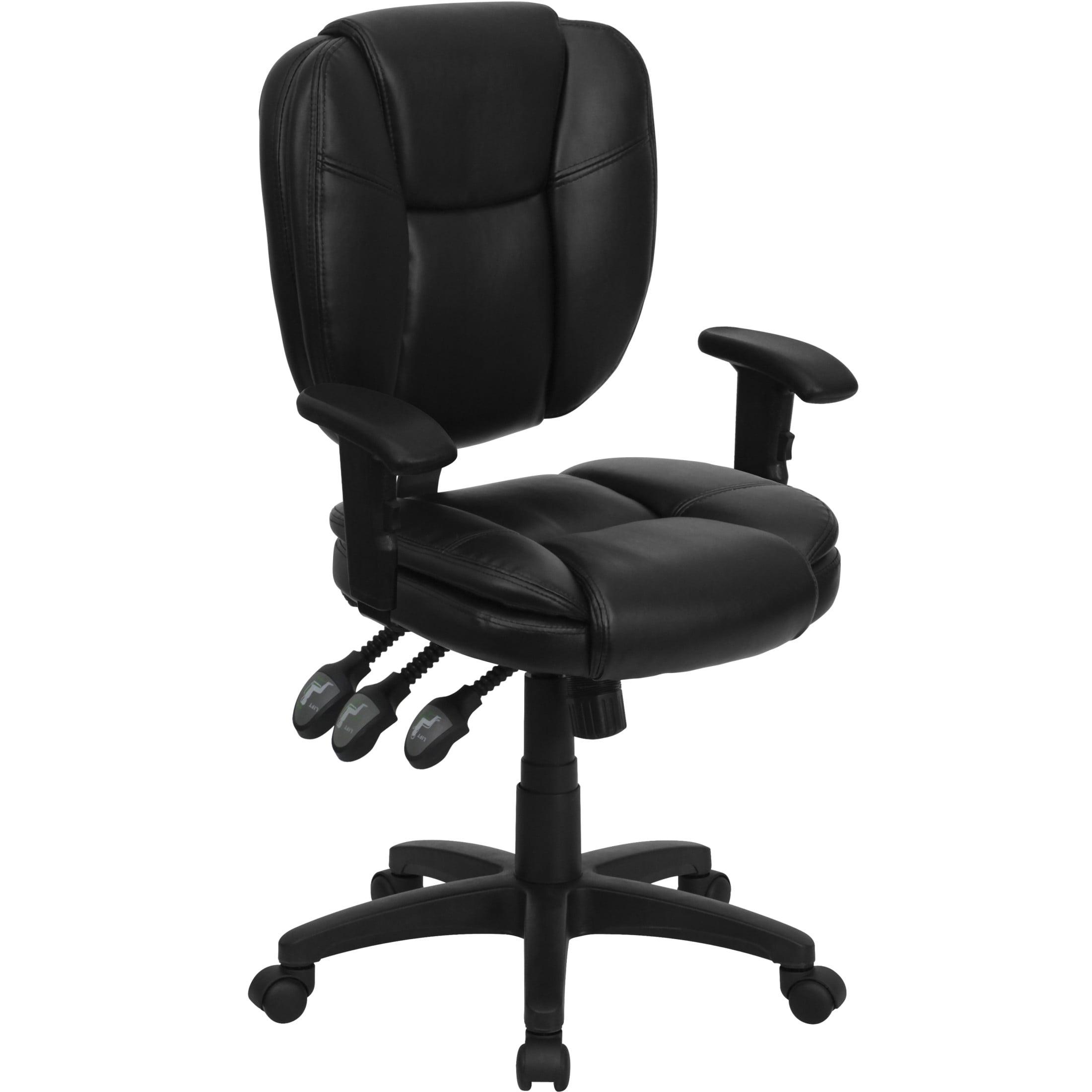 Flash Furniture Mid-Back Multifunction Swivel Ergonomic Task Office Chair with Pillow Top Cushioning and Adjustable Arms