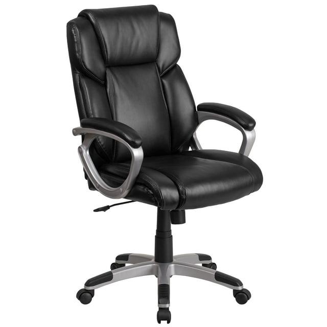 Flash Furniture Mid-Back Black LeatherSoft Executive Swivel Office Chair with Padded Arms